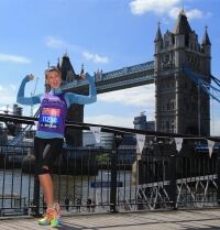 Amy in socks for marathon training