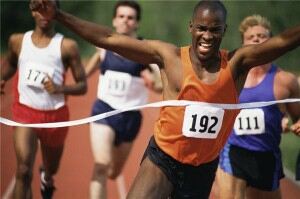 Hurdler sports rainbow socks to success