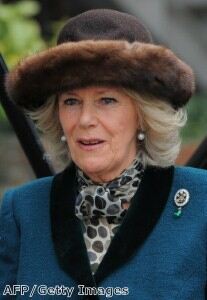 Camilla dons fur hat for Cheltenham races