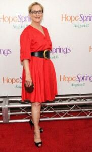 Meryl Streep accessorises with circular handbag