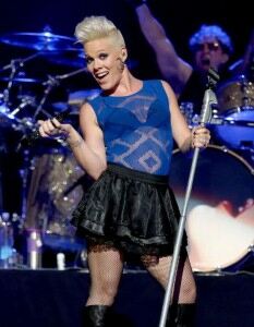Pink rocks fishnet tights in Las Vegas