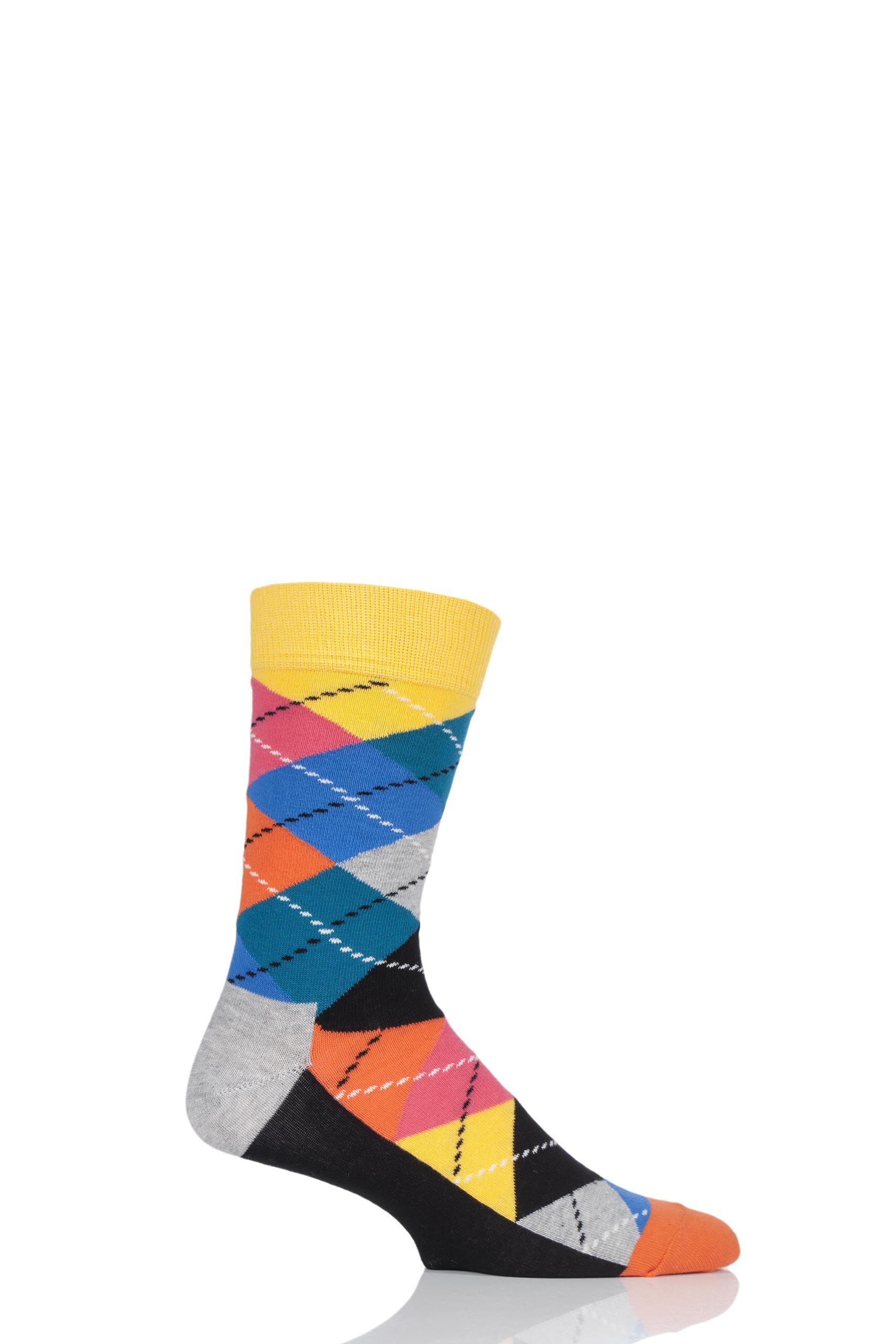 Image of 1 Pair Mix Argyle Combed Cotton Socks Unisex 4-7 Unisex - Happy Socks