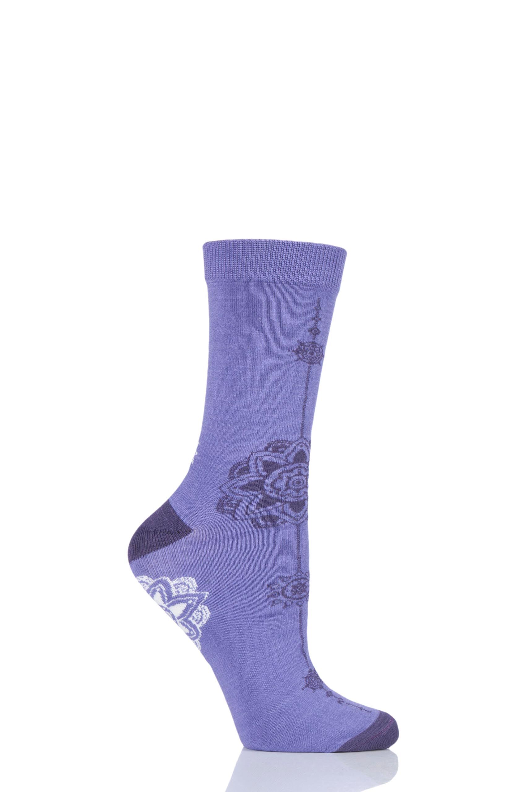 Image of 1 Pair Purple Mandala Fair Trade Bamboo Socks Ladies 3-7 Ladies - Shared Earth