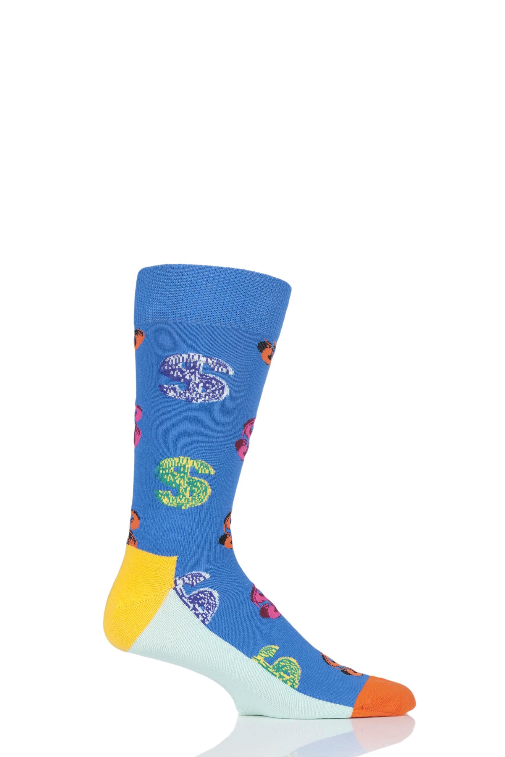 Image of 1 Pair Multi Andy Warhol Dollar Sign Socks Unisex 7.5-11.5 Unisex - Happy Socks