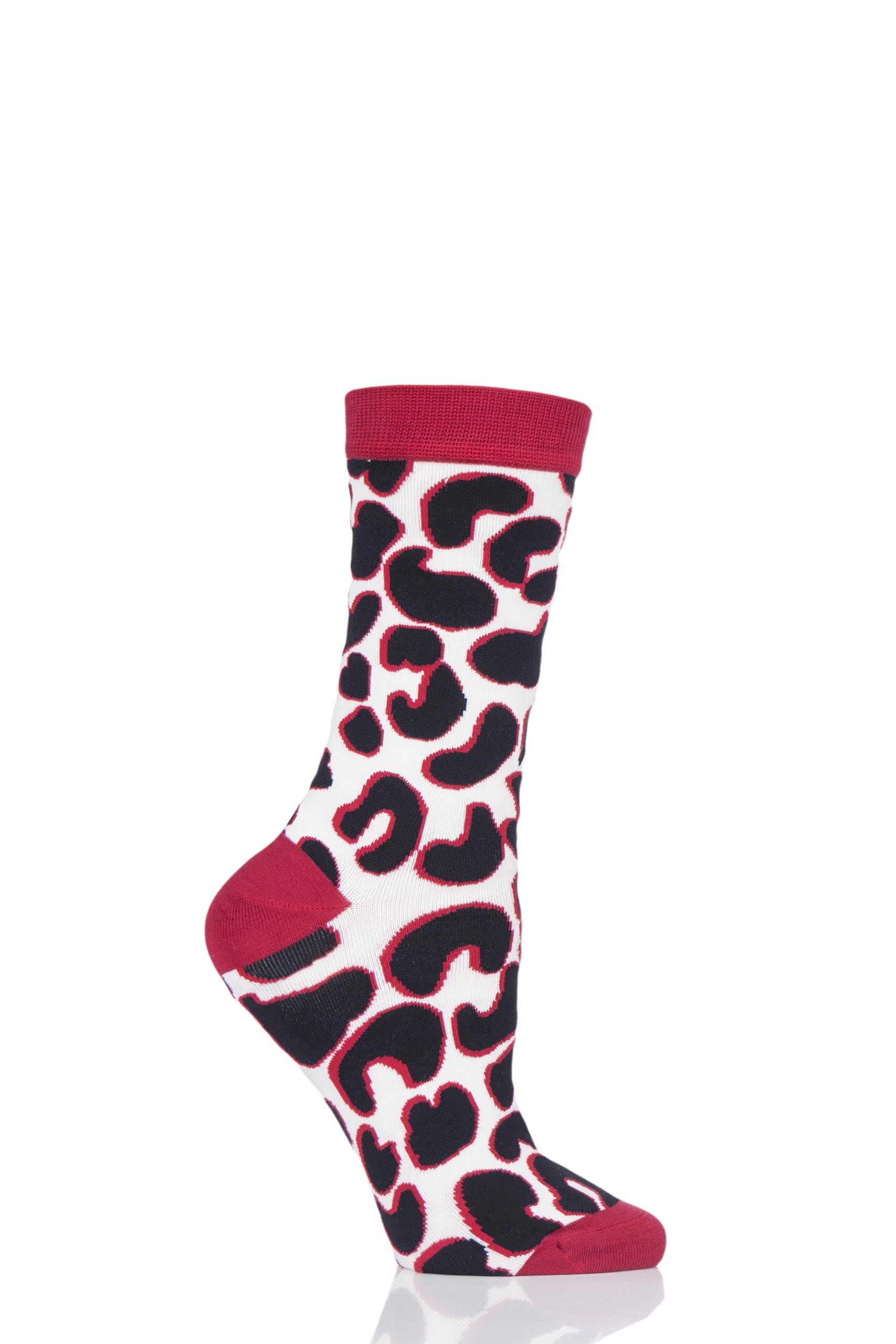 Image of 1 Pair Multi Animal Print Bamboo Socks Ladies 4-8 Ladies - Lulu Guinness