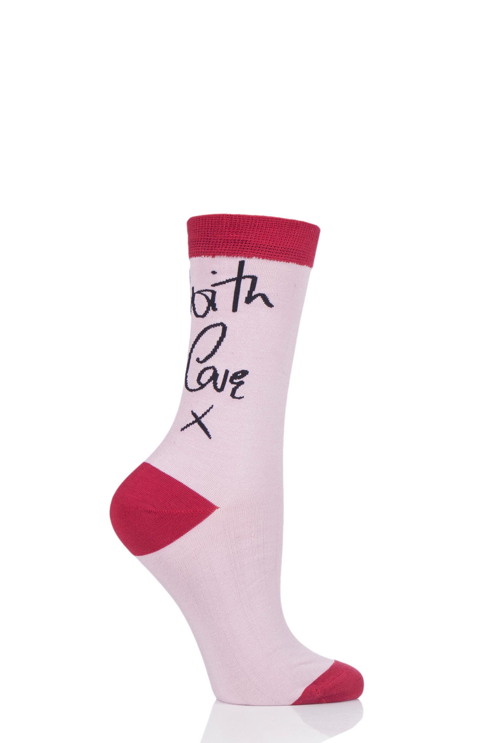 Image of 1 Pair Multi With Love Bamboo Socks Ladies 4-8 Ladies - Lulu Guinness