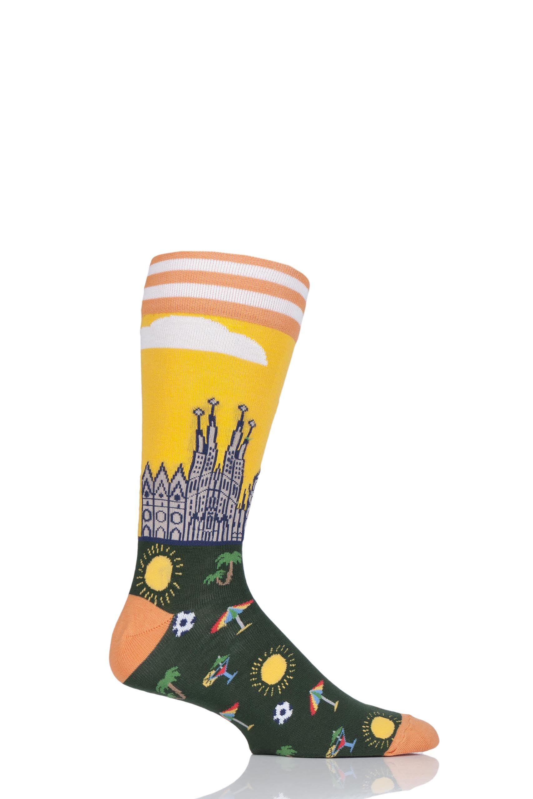 Image of 1 Pair Assorted Barcelona Cotton Socks Men's 7.5-11.5 Mens - Moustard