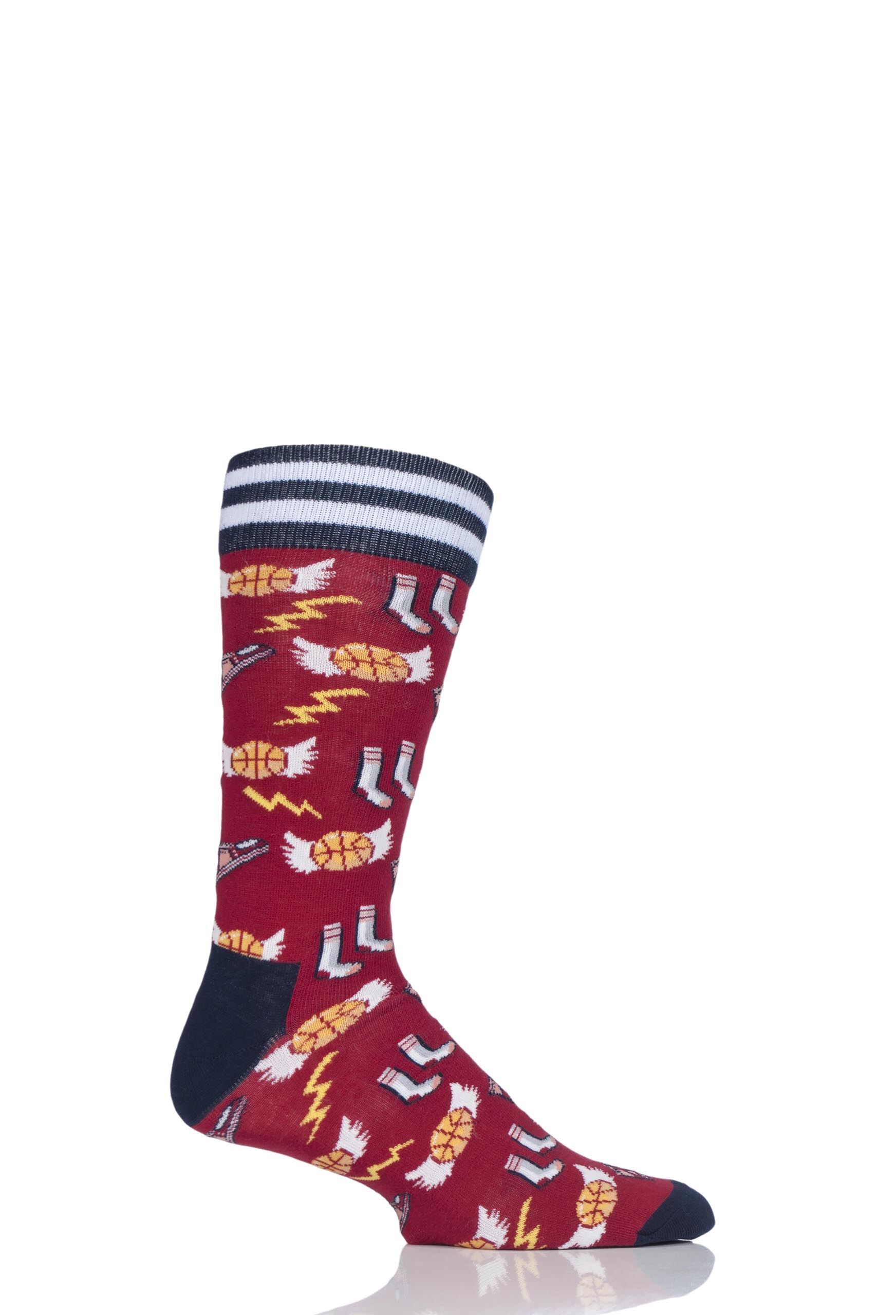 Image of 1 Pair Red Basketball Cotton Socks Men's 7.5-11.5 Mens - Moustard