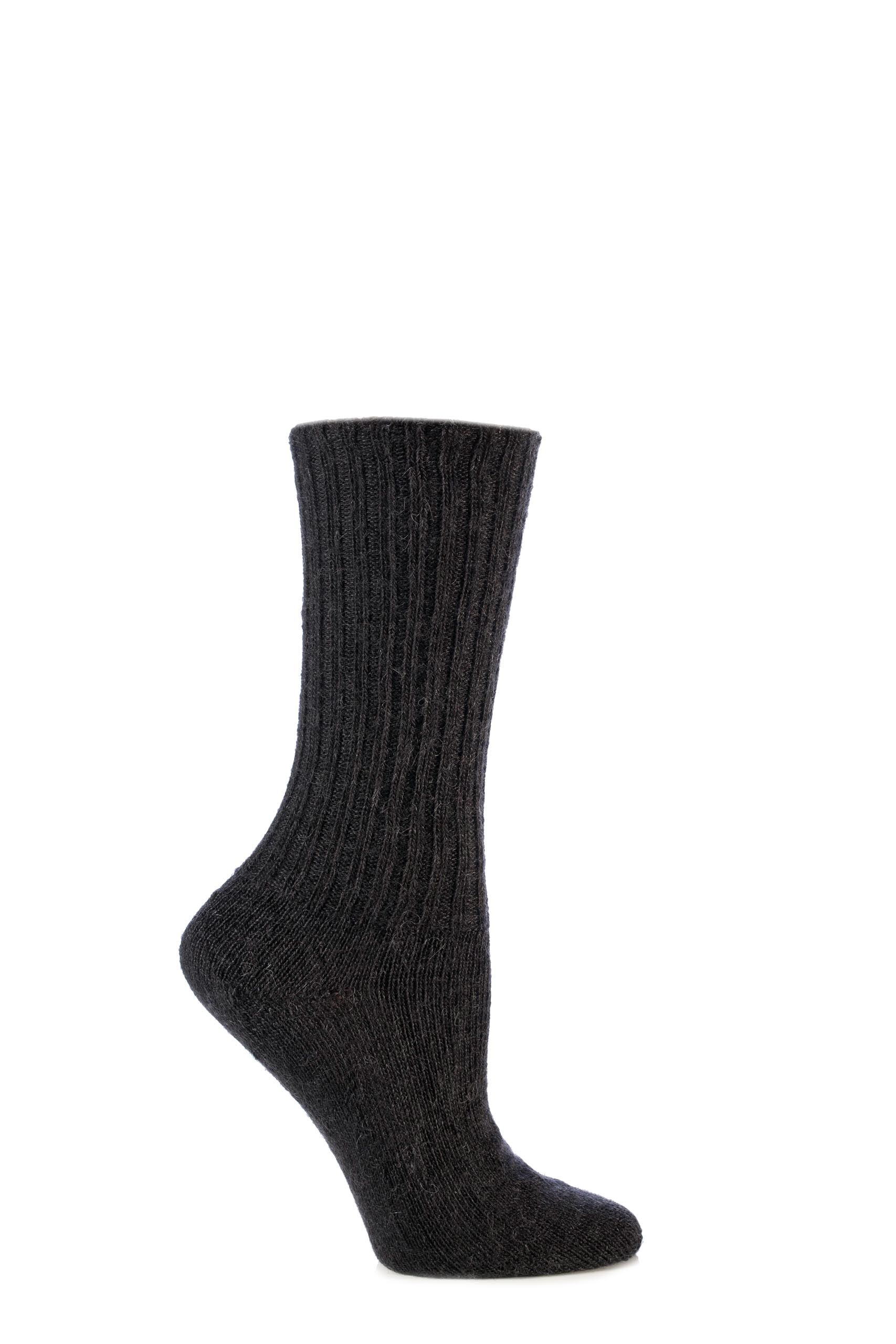 Image of 1 Pair Black of London Mohair Ribbed Knit Comfort Cuff True Socks Unisex 4-7 Unisex - SOCKSHOP of London
