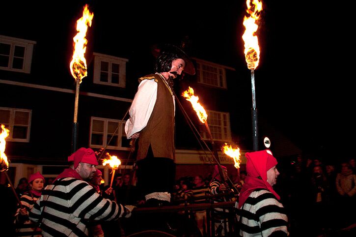 Bonfire Night parade with an effigy of Guy Fawkes