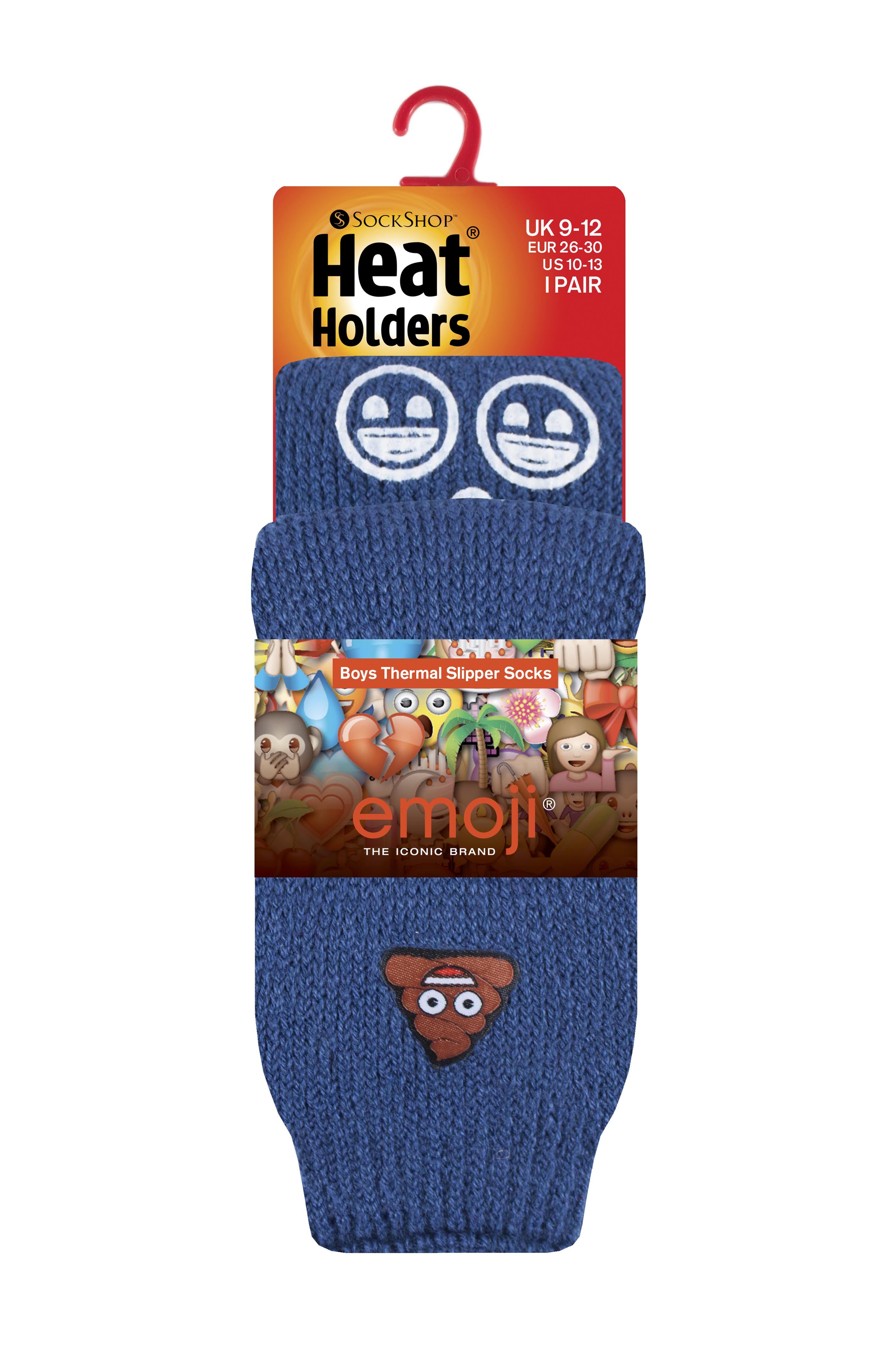 Kids Heat Holders Emoji Poo Face Slipper Socks from