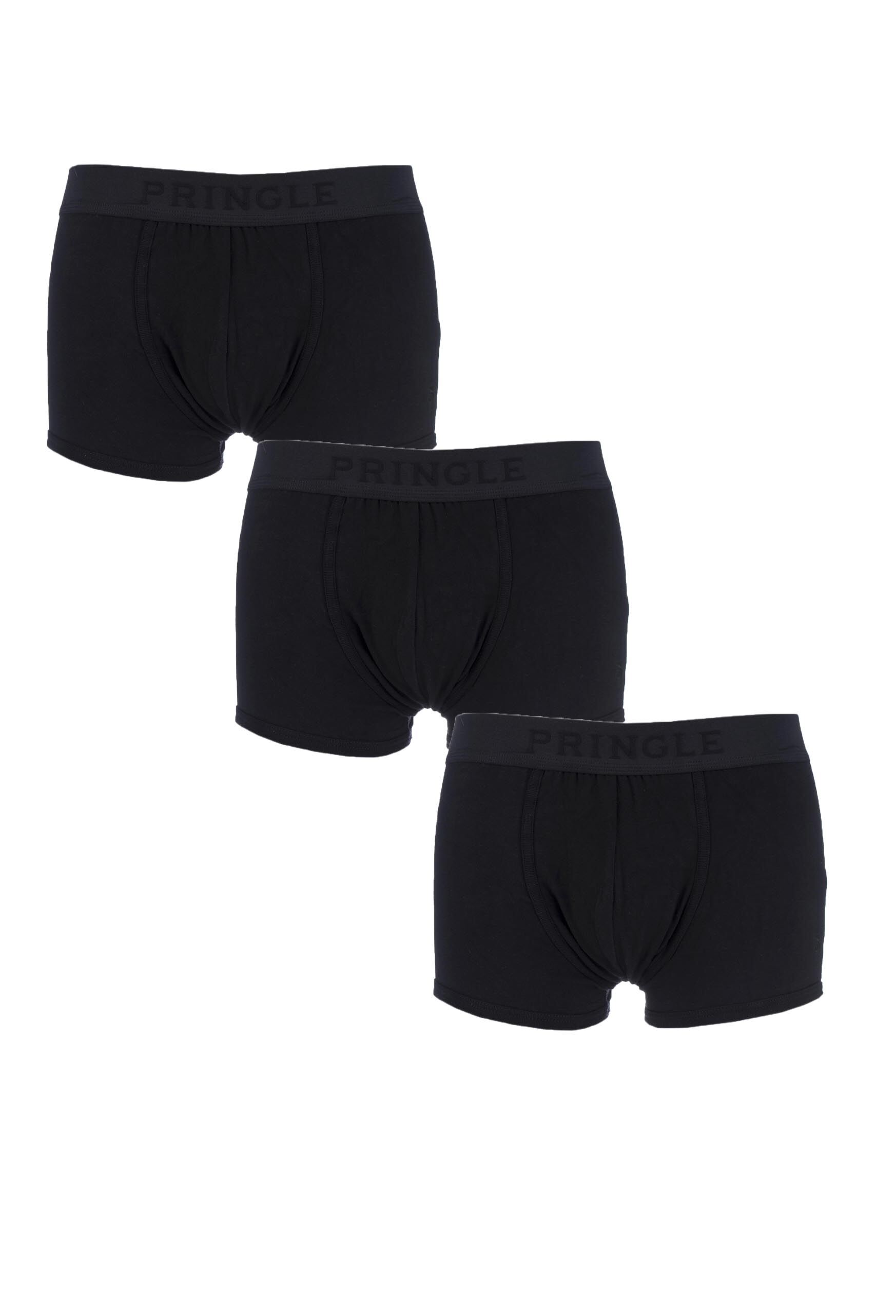 Image of 3 Pack Black Plain Cotton Boxer Shorts In Black Men's Medium - Pringle