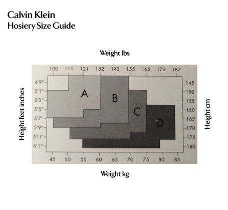 Calvin Klein - Hosiery Size Guide