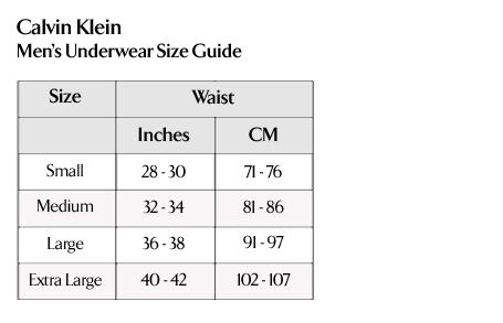 Calvin Klein Men S Size Chart