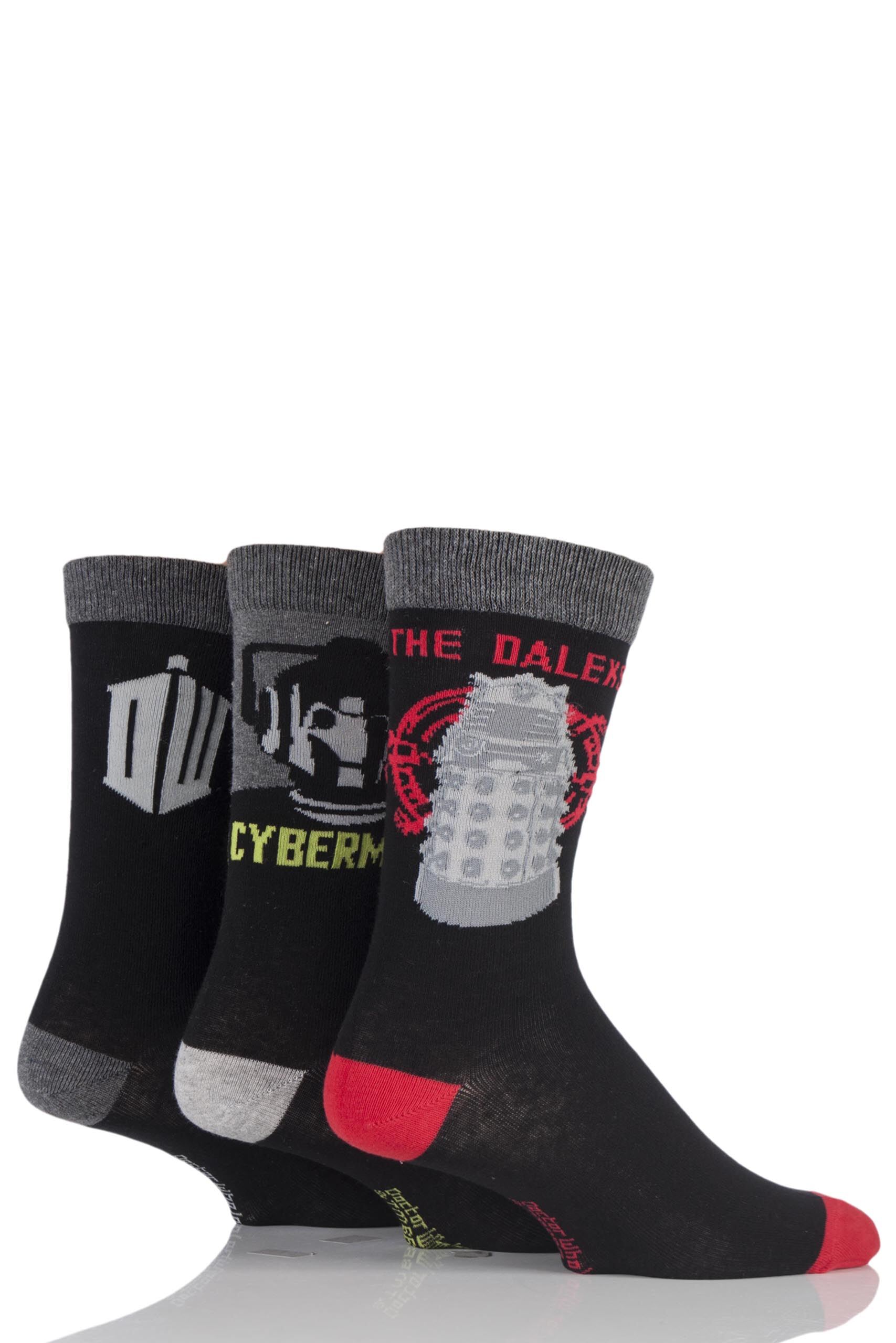 Image of 3 Pair Assorted Doctor Who Socks Men's 11-13 Mens - Film & TV Characters