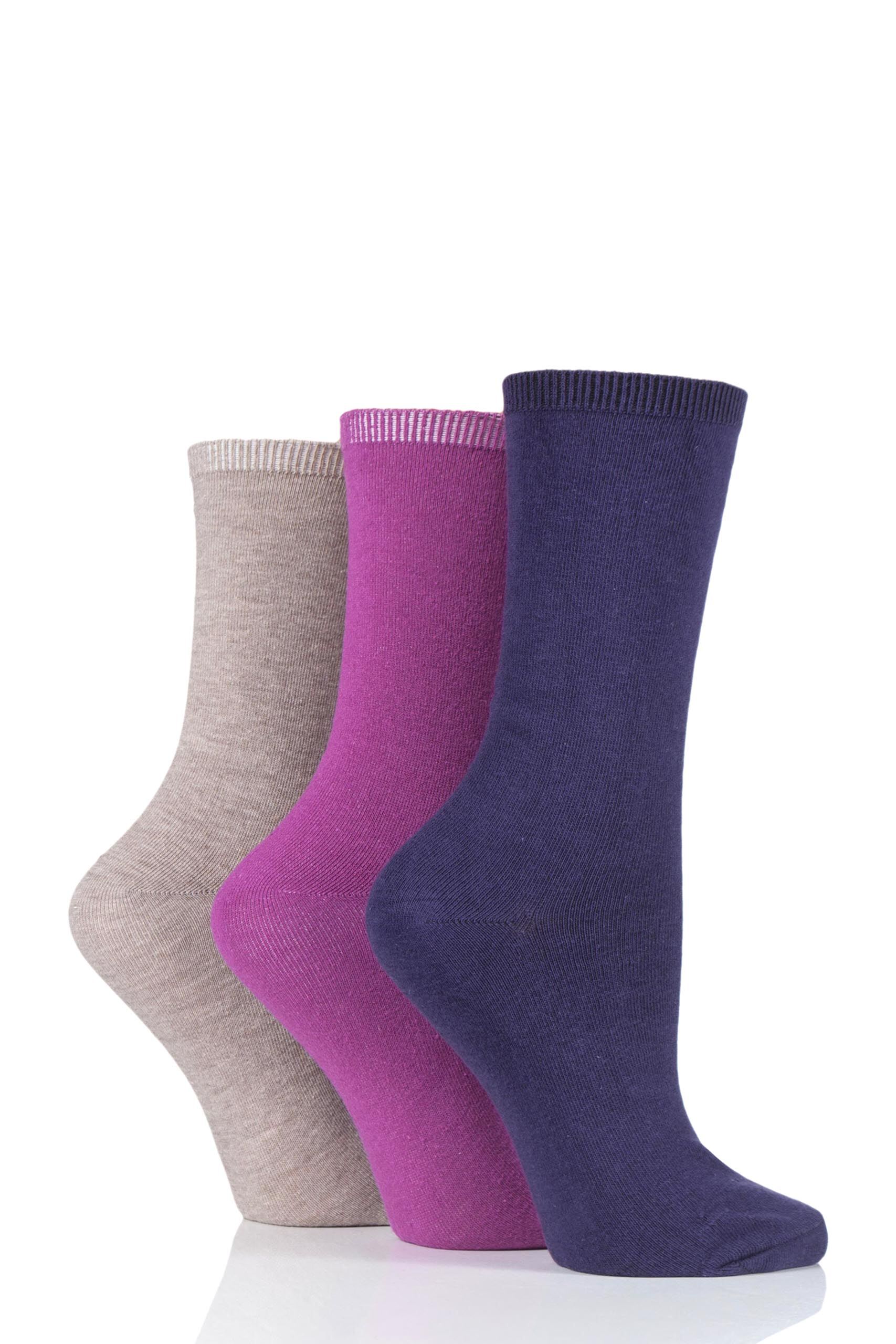 Image of 3 Pair Berry Mix Comfort Top Sock Ladies One Size - Charnos
