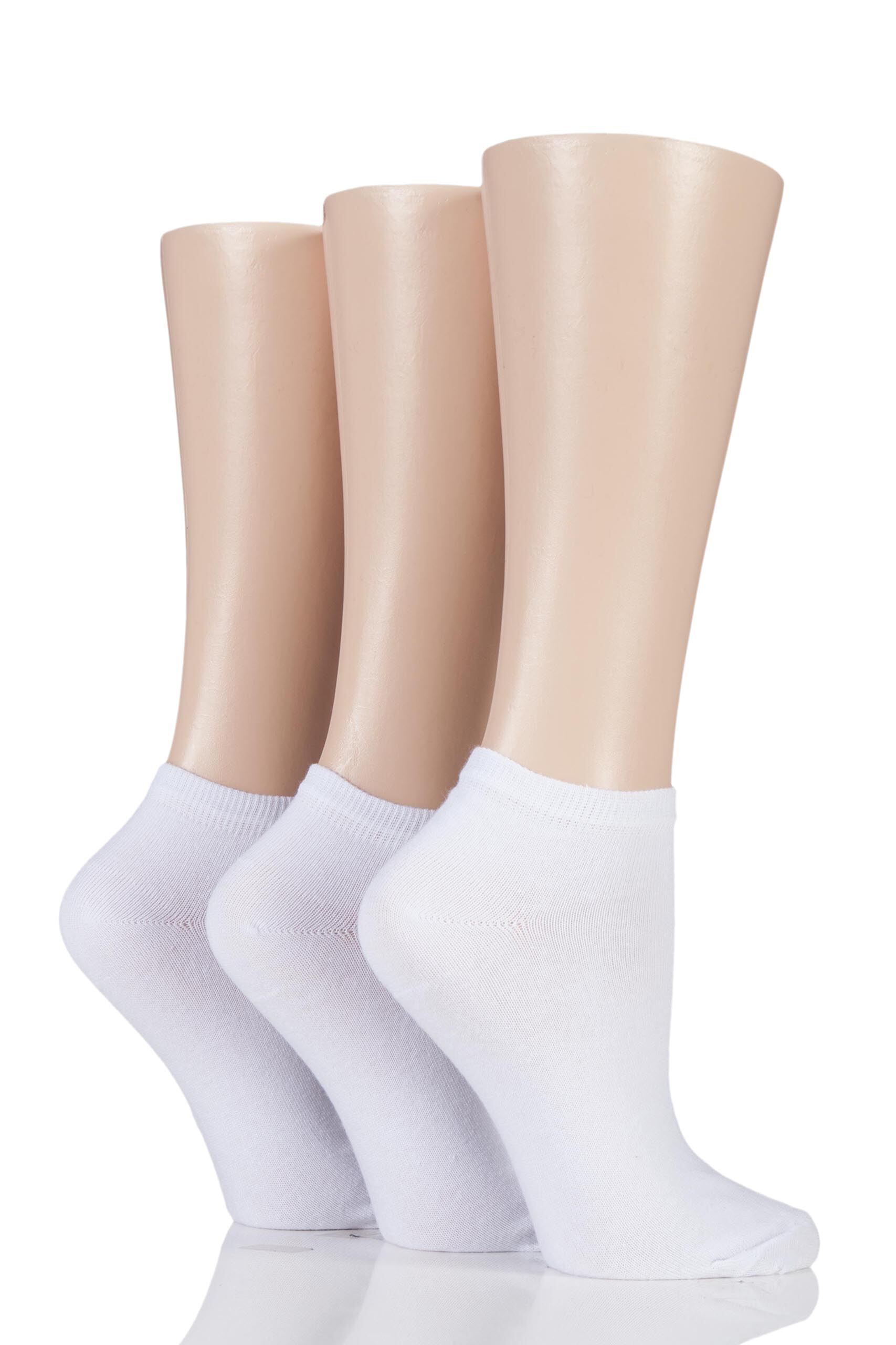 Image of 3 Pair White Cotton Trainer Socks Ladies 4-8 Ladies - Charnos