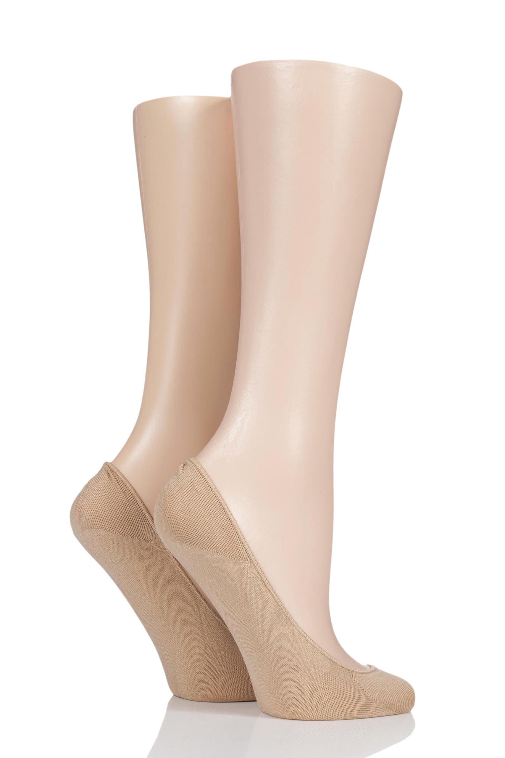 Image of 2 Pair Natural Ballerina Footsies with Gripper Ladies One Size - Charnos