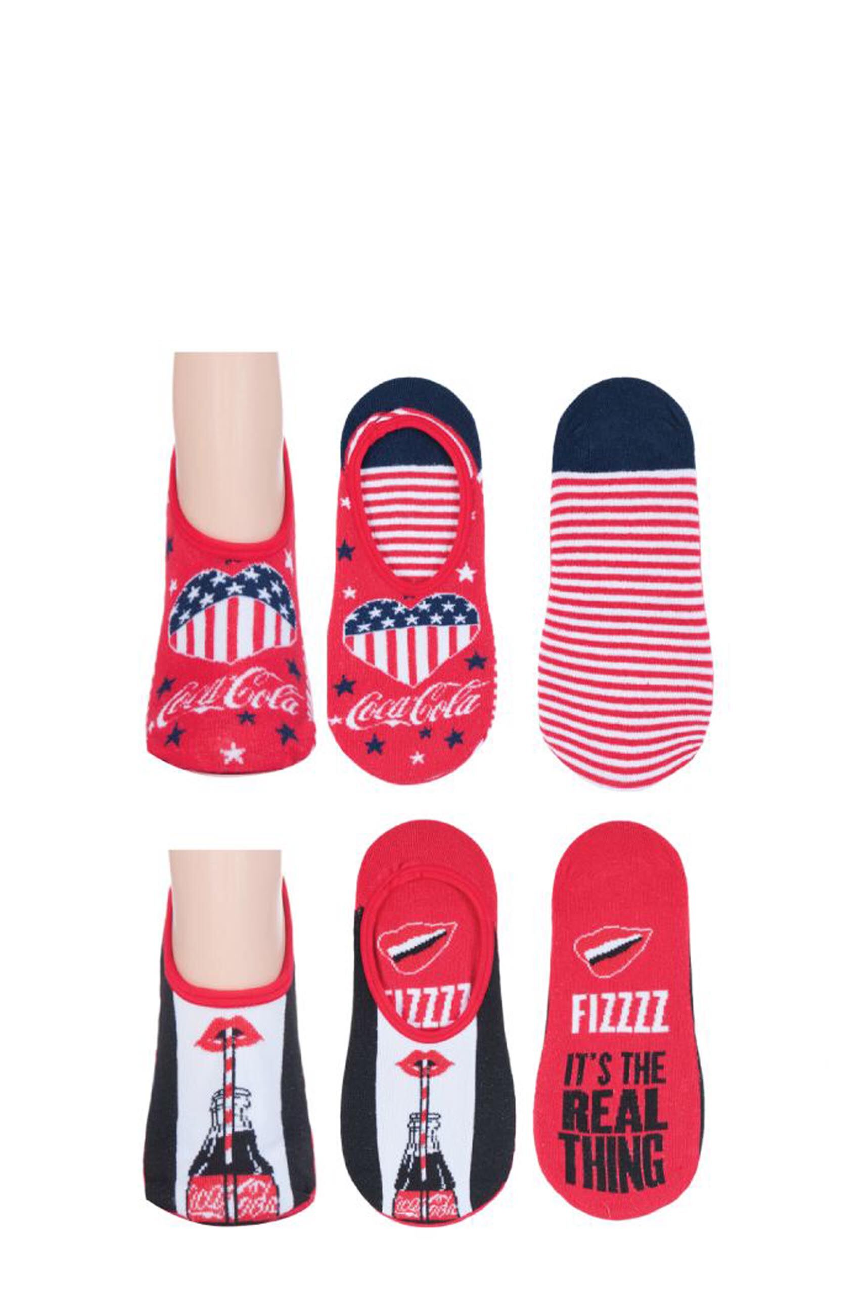 Image of 2 Pair Red No Show Socks Ladies 4-8 Ladies - Coca Cola