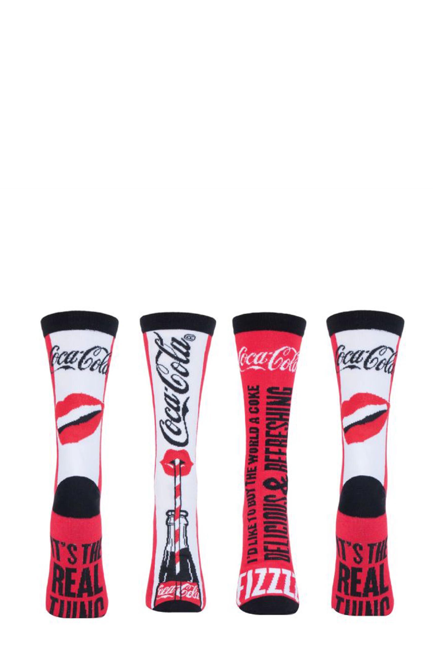 Image of 2 Pair Red Fizz Cotton Socks Ladies 4-8 Ladies - Coca Cola