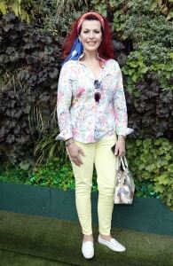 Cleo Rocos accessorises with a scarf