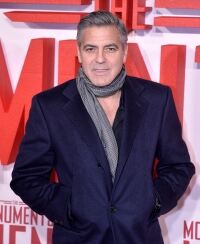 Clooney is stylish in scarf
