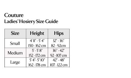 Couture Ladies Hosiery Size Guide Couture Ladies Hosiery Size Guide