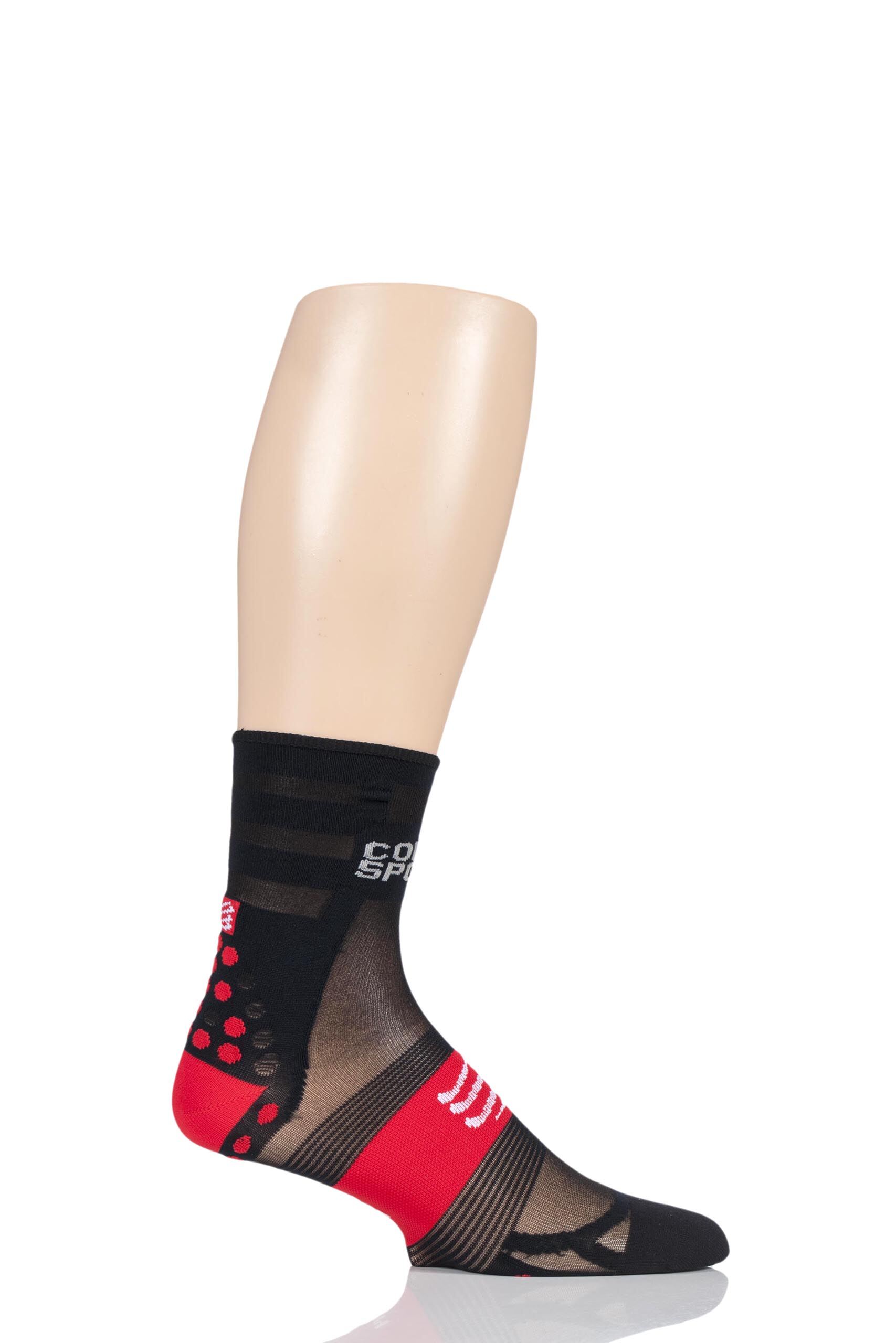 Image of 1 Pair Black/Red High Cut V3.0 Ultralight Racing Socks Unisex 5.5-7.5 Unisex - Feetures