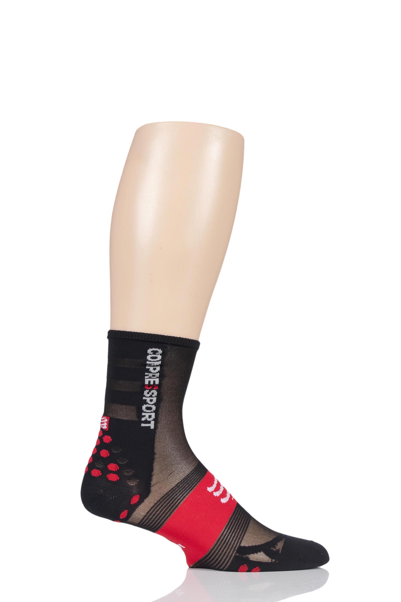 Image of 1 Pair Black/Red High Cut V3.0 Ultralight Bike Socks Unisex 5.5-7.5 Unisex - Feetures
