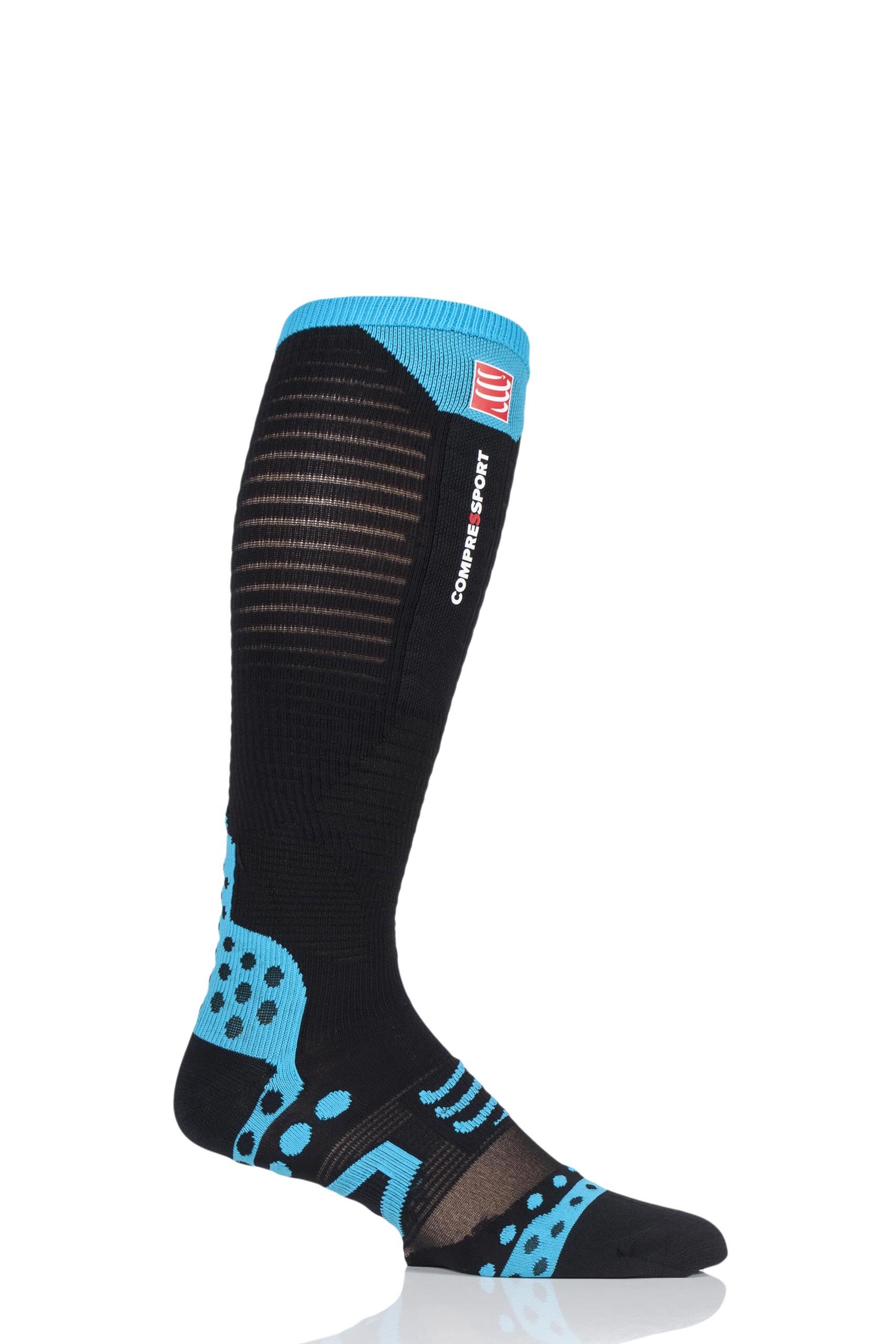 Image of 1 Pair Black Full Length Ultralight Racing Compression Socks Unisex 10-13 Unisex - Feetures