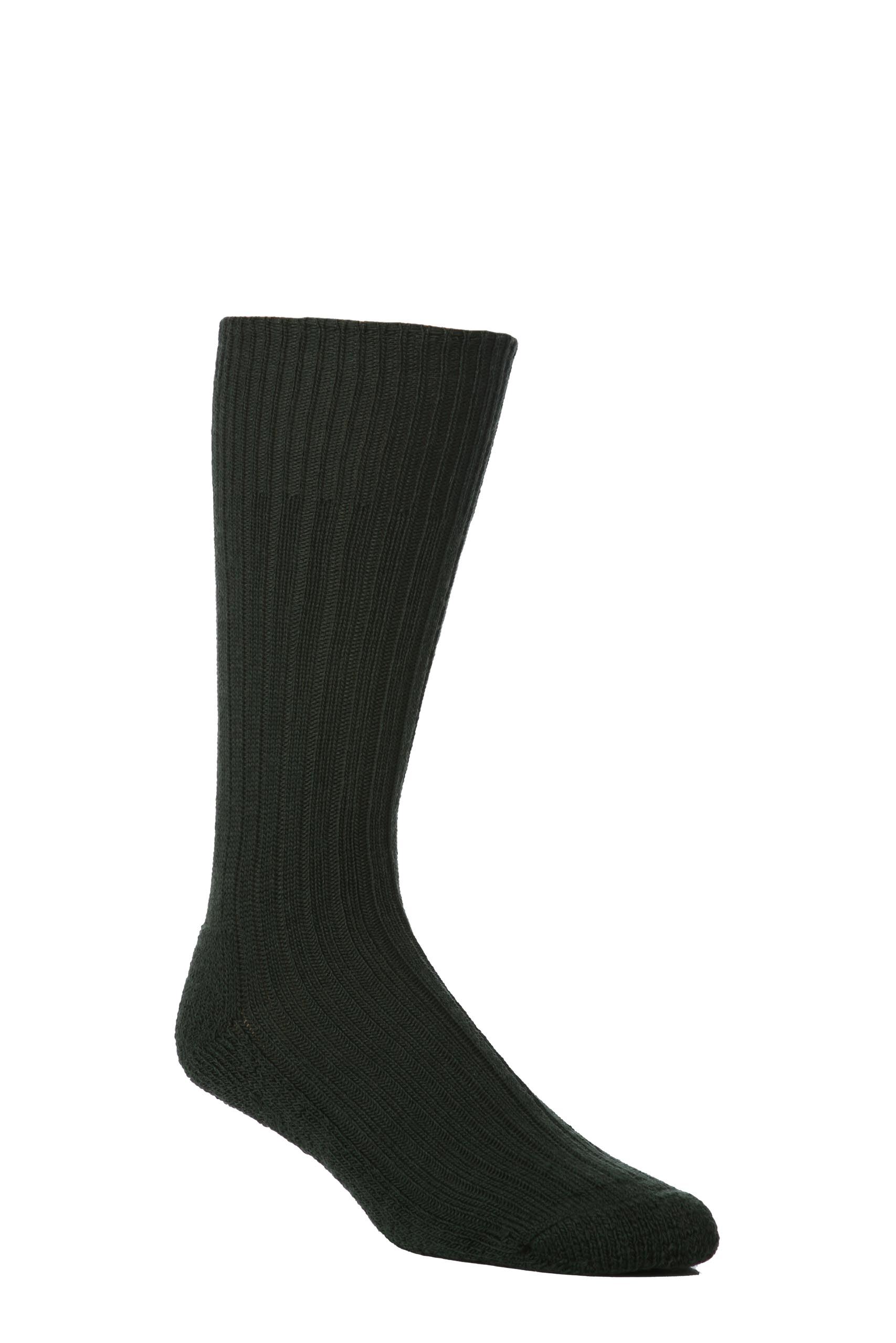 Image of 1 Pair Dark Green of London Wool Rib Cushioned Boot Socks Men's 8-11 Mens - SOCKSHOP of London