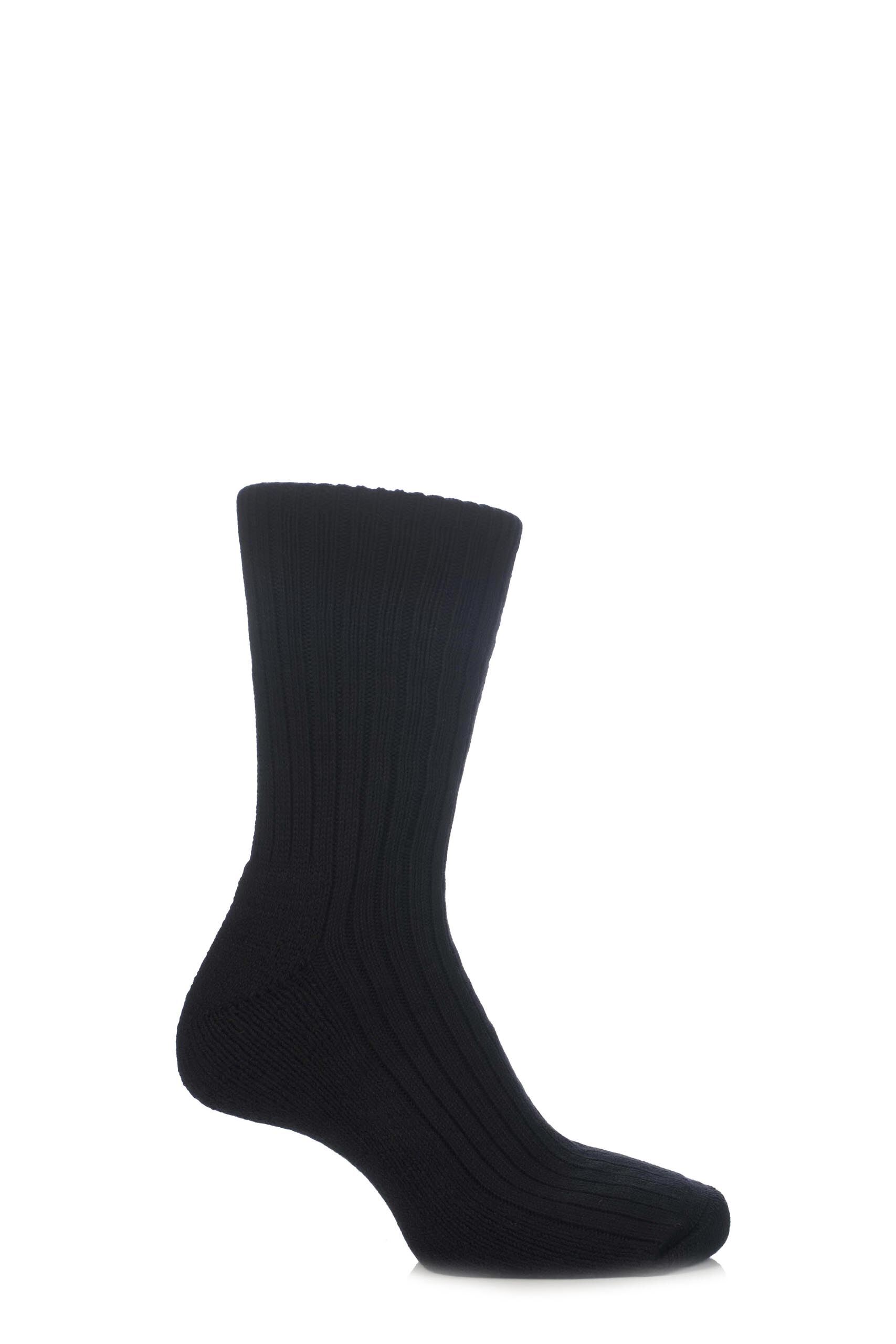 Image of 1 Pair Black Cotton Cushioned Golf Socks Unisex 8-11 Mens - Glenmuir