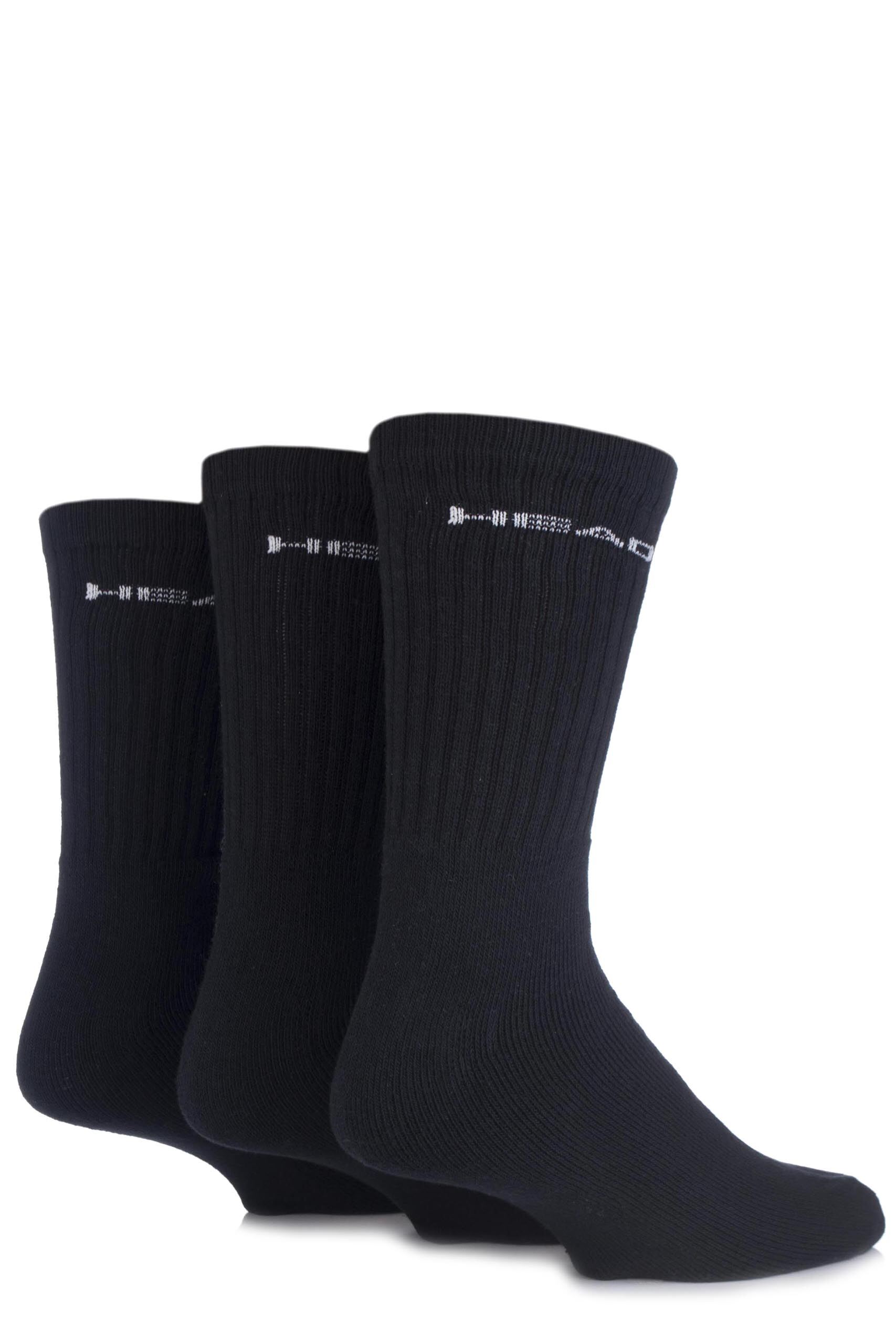 Image of 3 Pair Black Plain Cotton Sport Crew Socks In Black Men's 9-11 Mens - Head