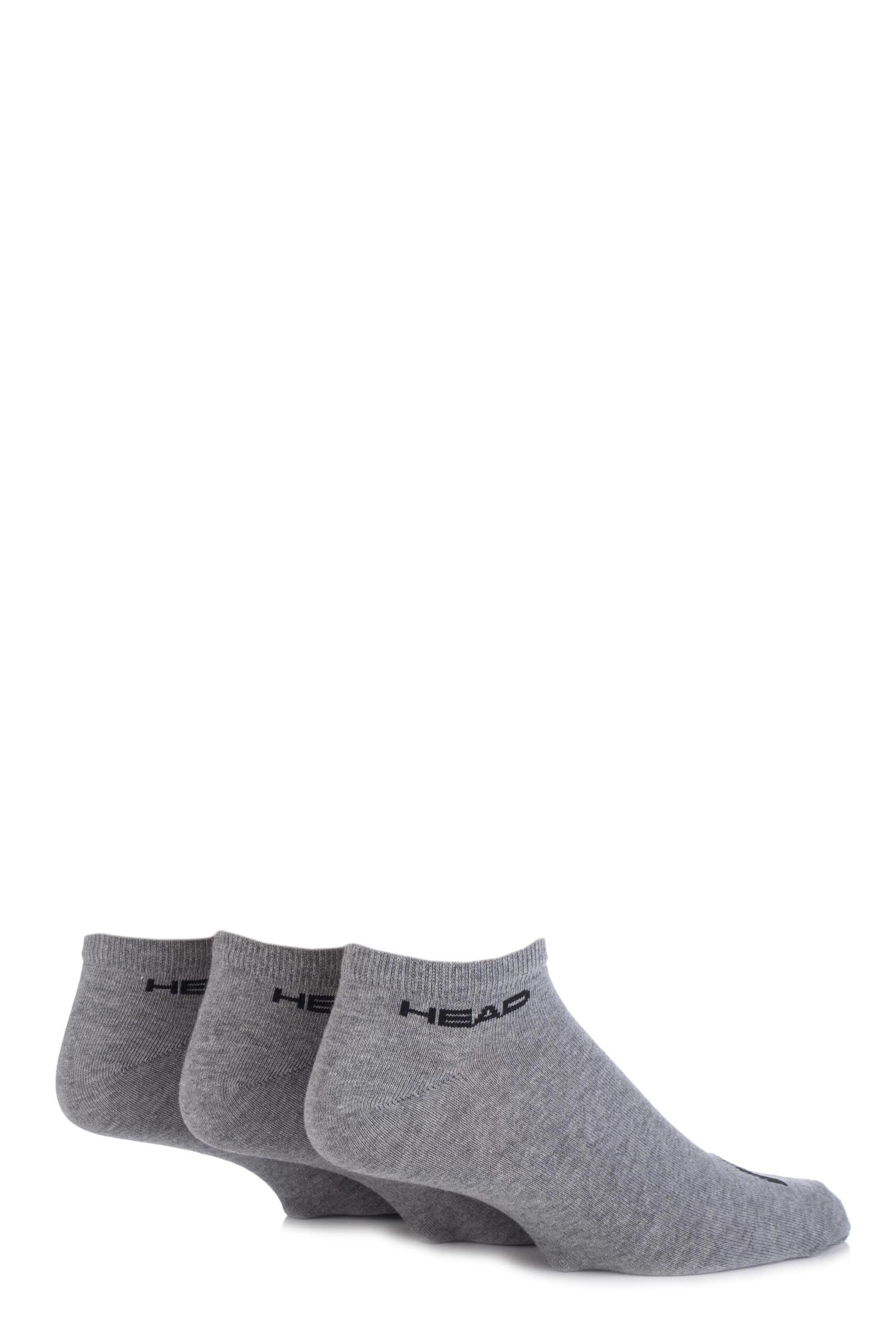 Image of 3 Pair Grey Plain Cotton Sport Sneaker Socks In Grey Men's 6-8 Mens - Head