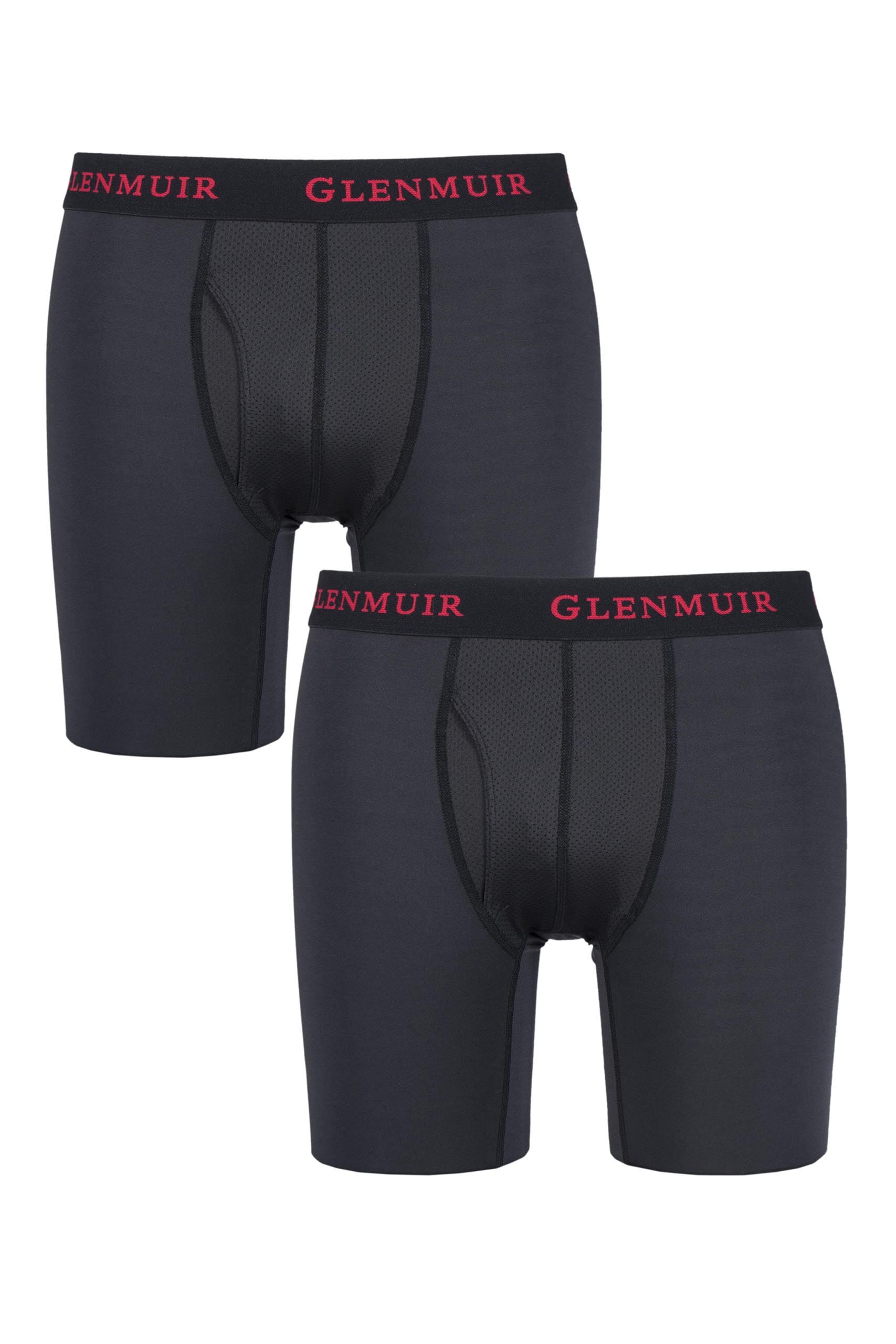 Image of 2 Pair Black / Red Performance Underwear 9-Inch Leg Men's Small - Glenmuir