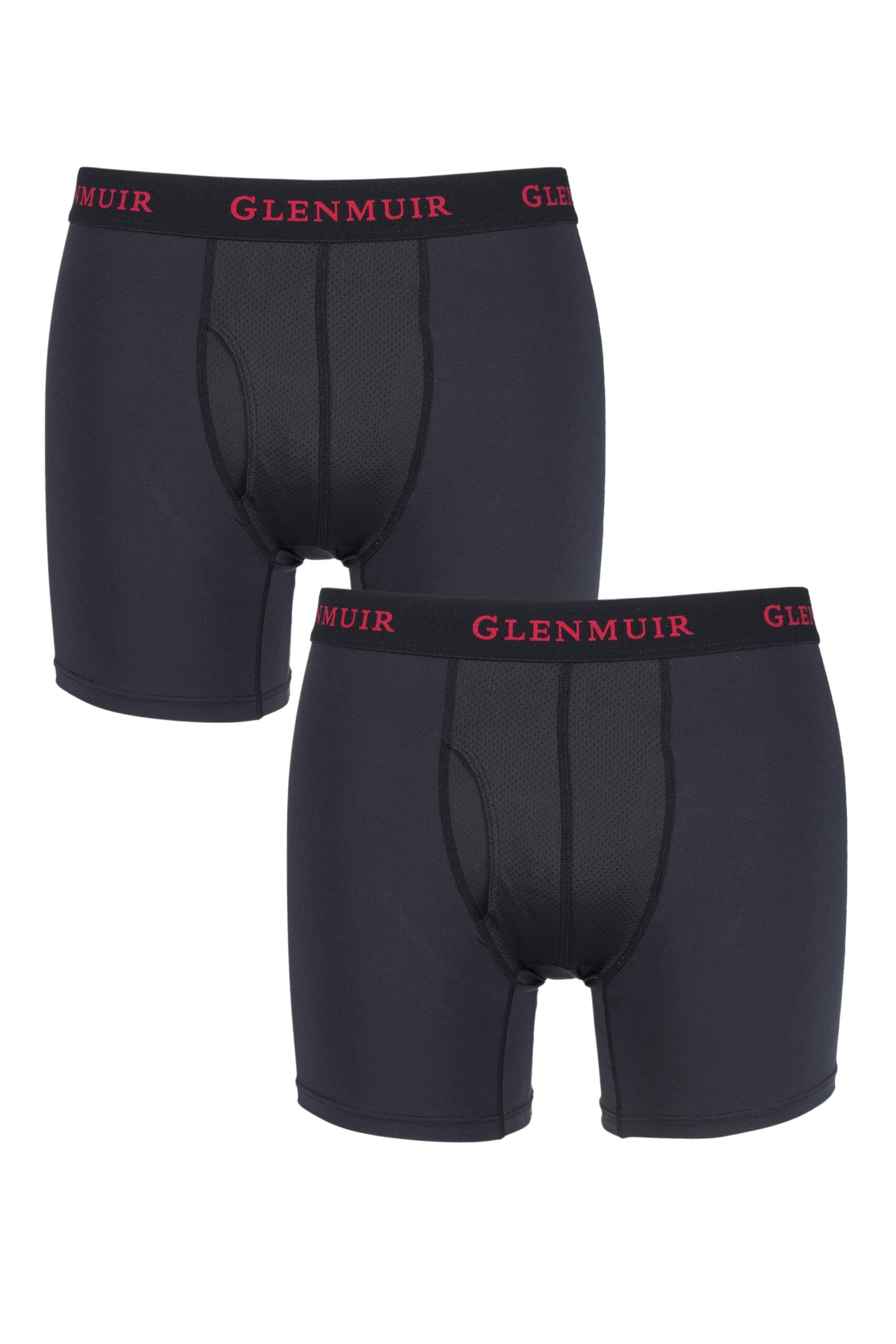 Image of 2 Pair Black / Red Performance Underwear 6-Inch Leg Men's Small - Glenmuir