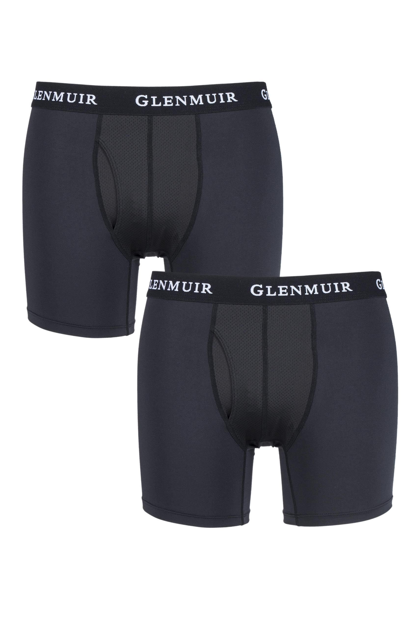 Image of 2 Pair Black Performance Underwear 6-Inch Leg Men's Small - Glenmuir