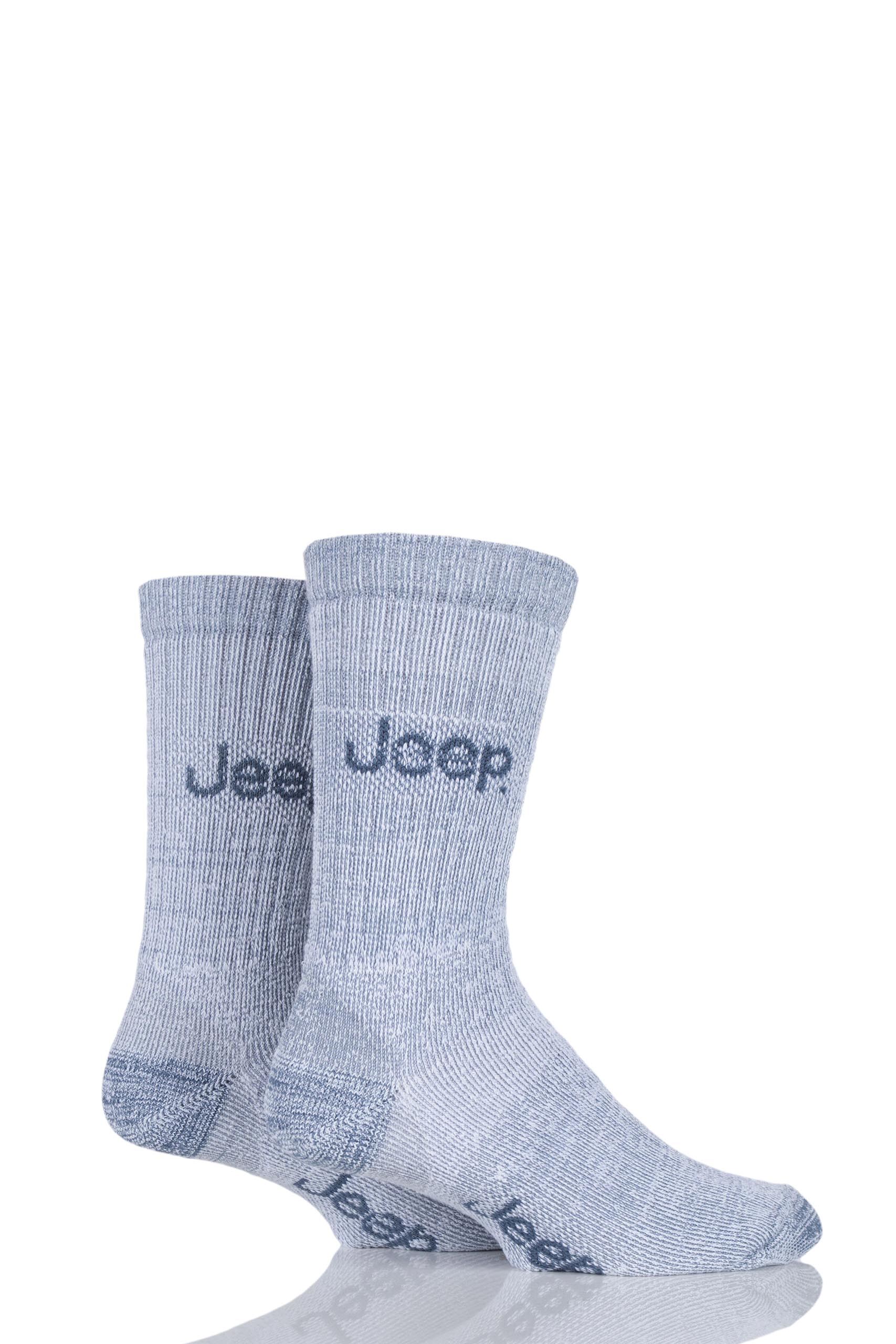 Image of 2 Pair Blue / Cream Medium Weight Thermo Cool Terrain Socks Men's 6-8.5 Mens - Jeep