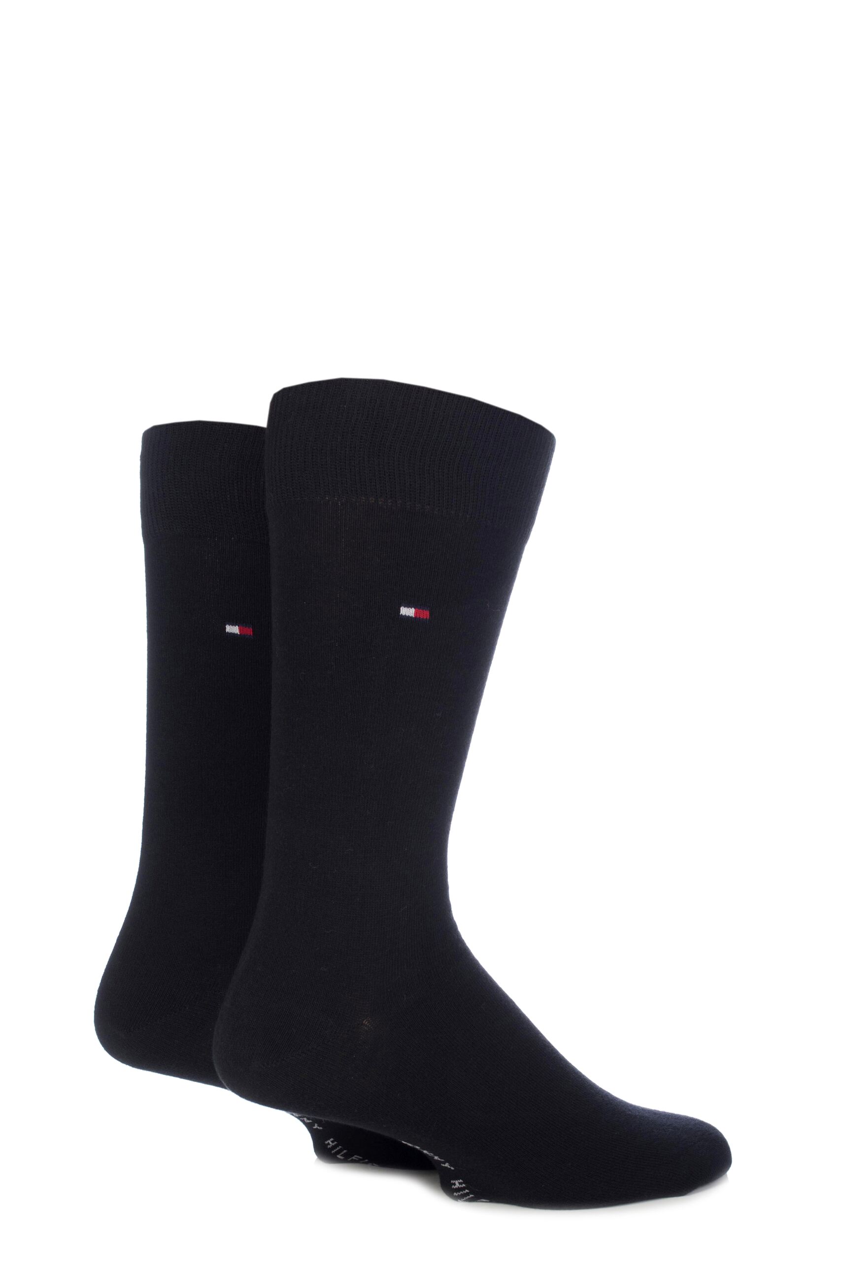 Image of 2 Pair Black Classic Plain Cotton Socks Men's 6-8 Mens - Tommy Hilfiger