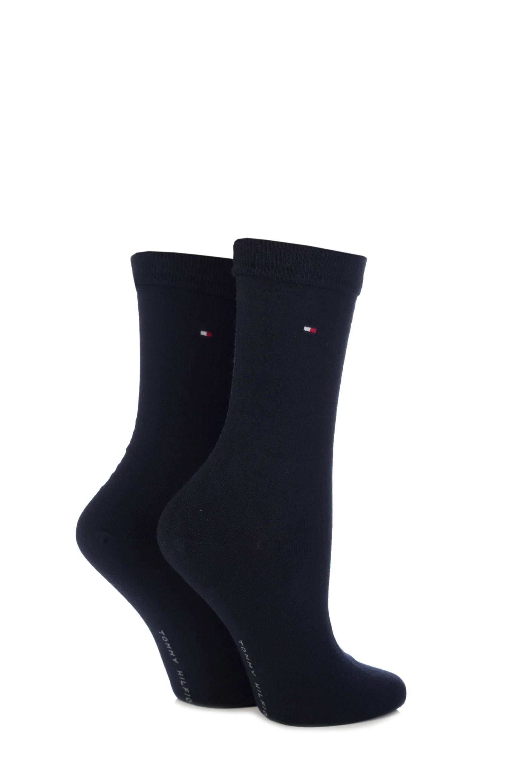 Image of 2 Pair Dark Navy Plain Cotton Socks Ladies 6-8 Ladies - Tommy Hilfiger
