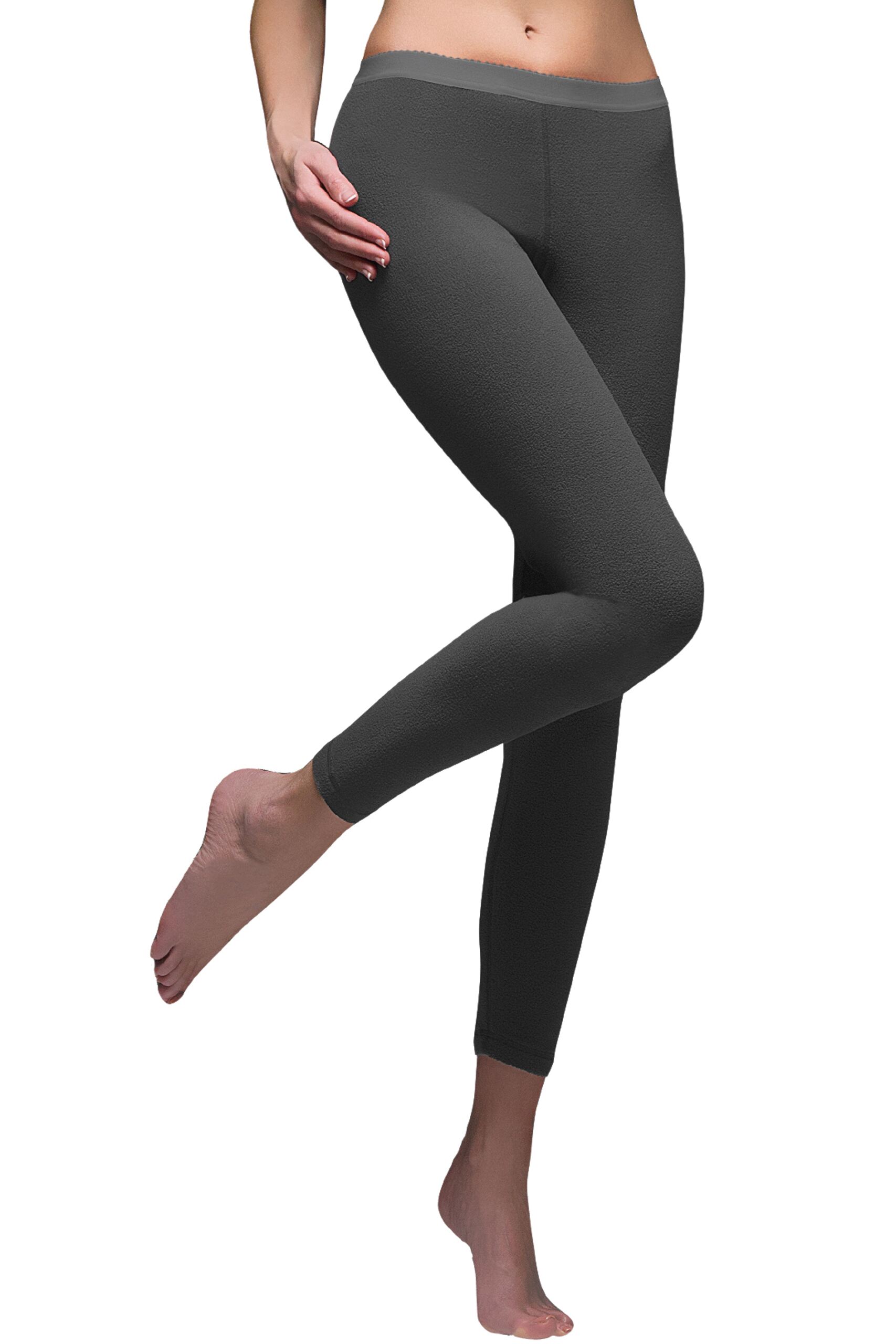 Image of 1 Pack Black Microfleece Base Layer Bottoms Ladies Extra Large - Heat Holders
