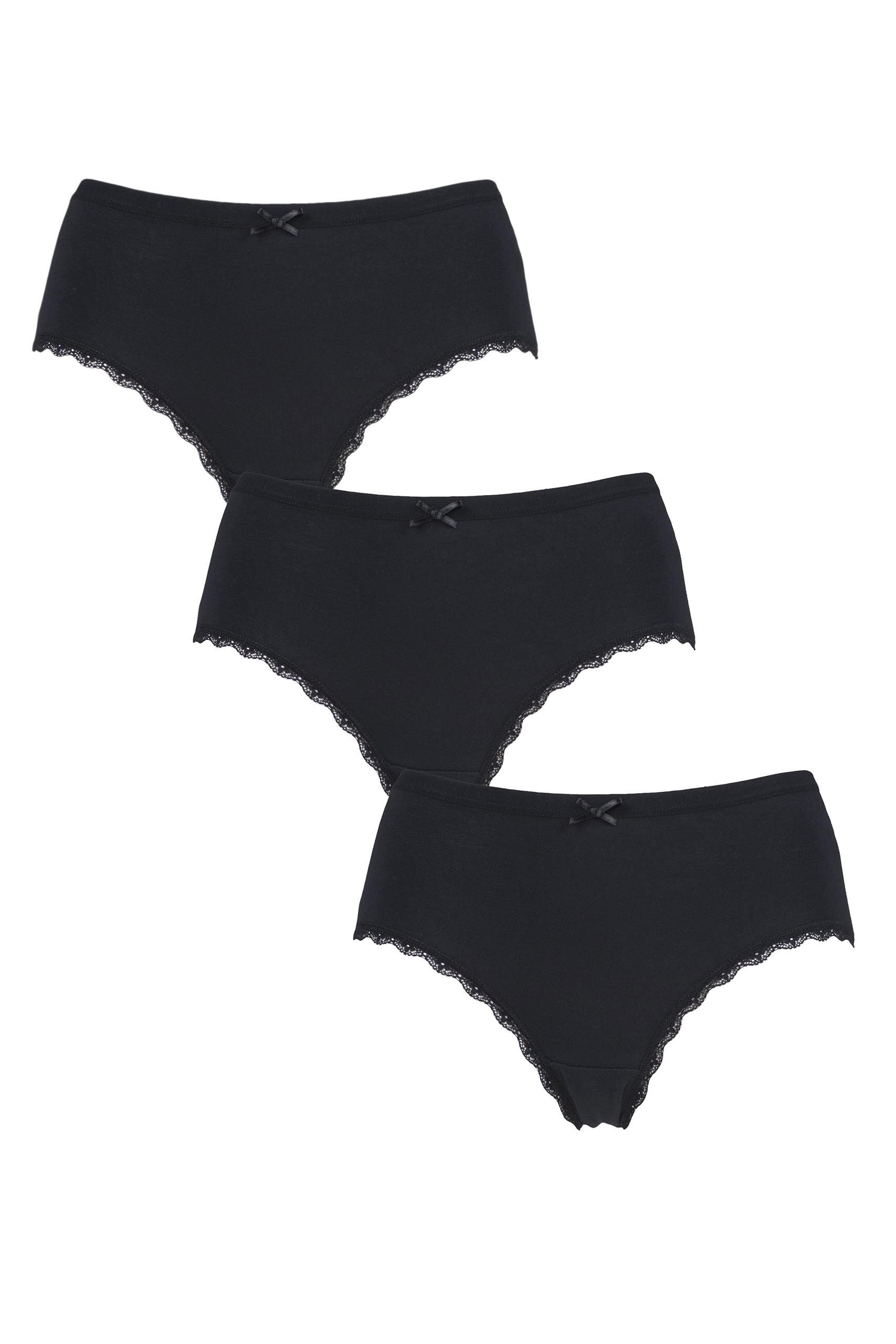 Image of 3 Pair Black Bamboo Low Rise Shorties Ladies 14 Ladies - Lazy Panda