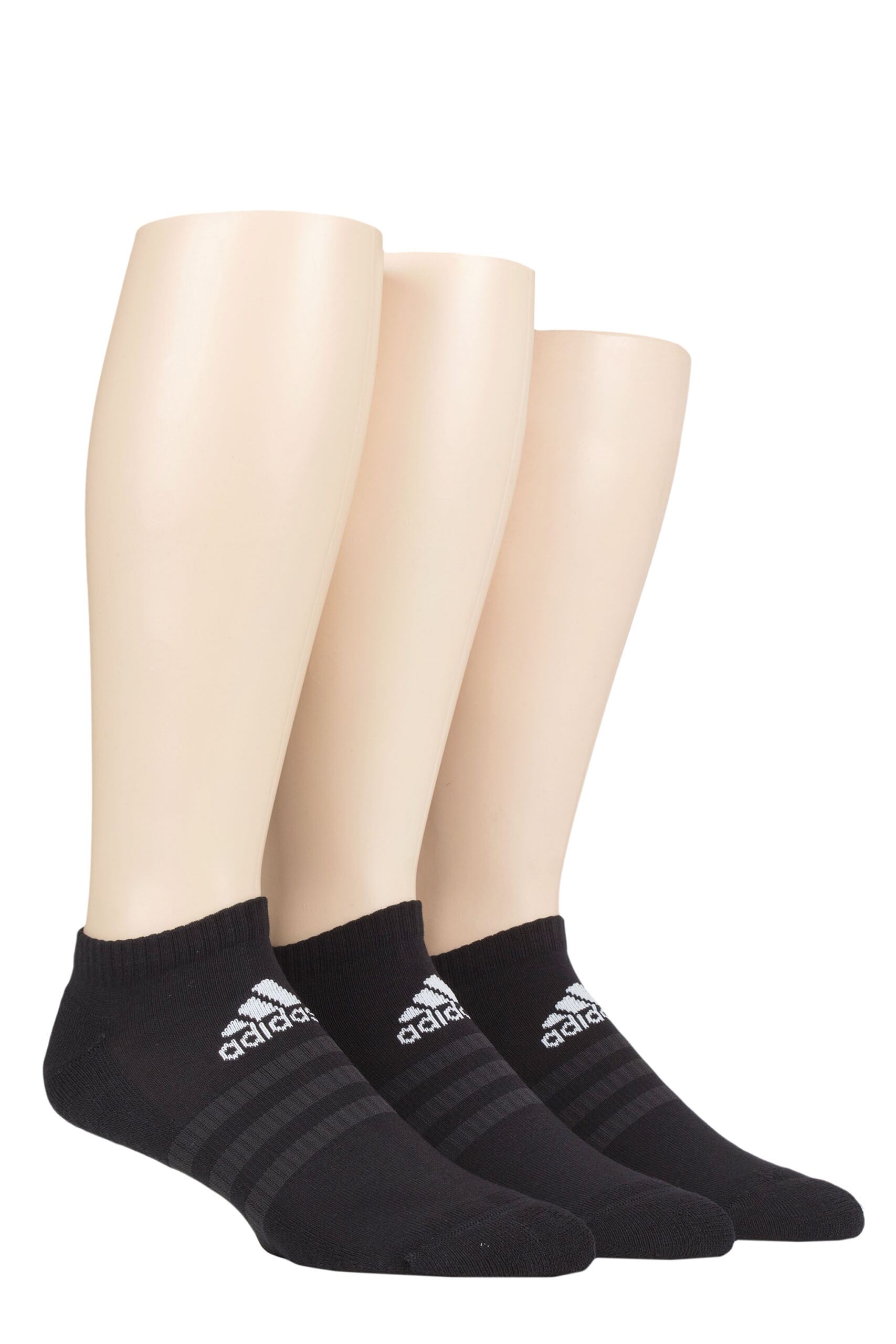 Image of Adidas 3 Pair Cushioned No Show Socks Black Medium