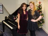 Ella and Myleene model black tights