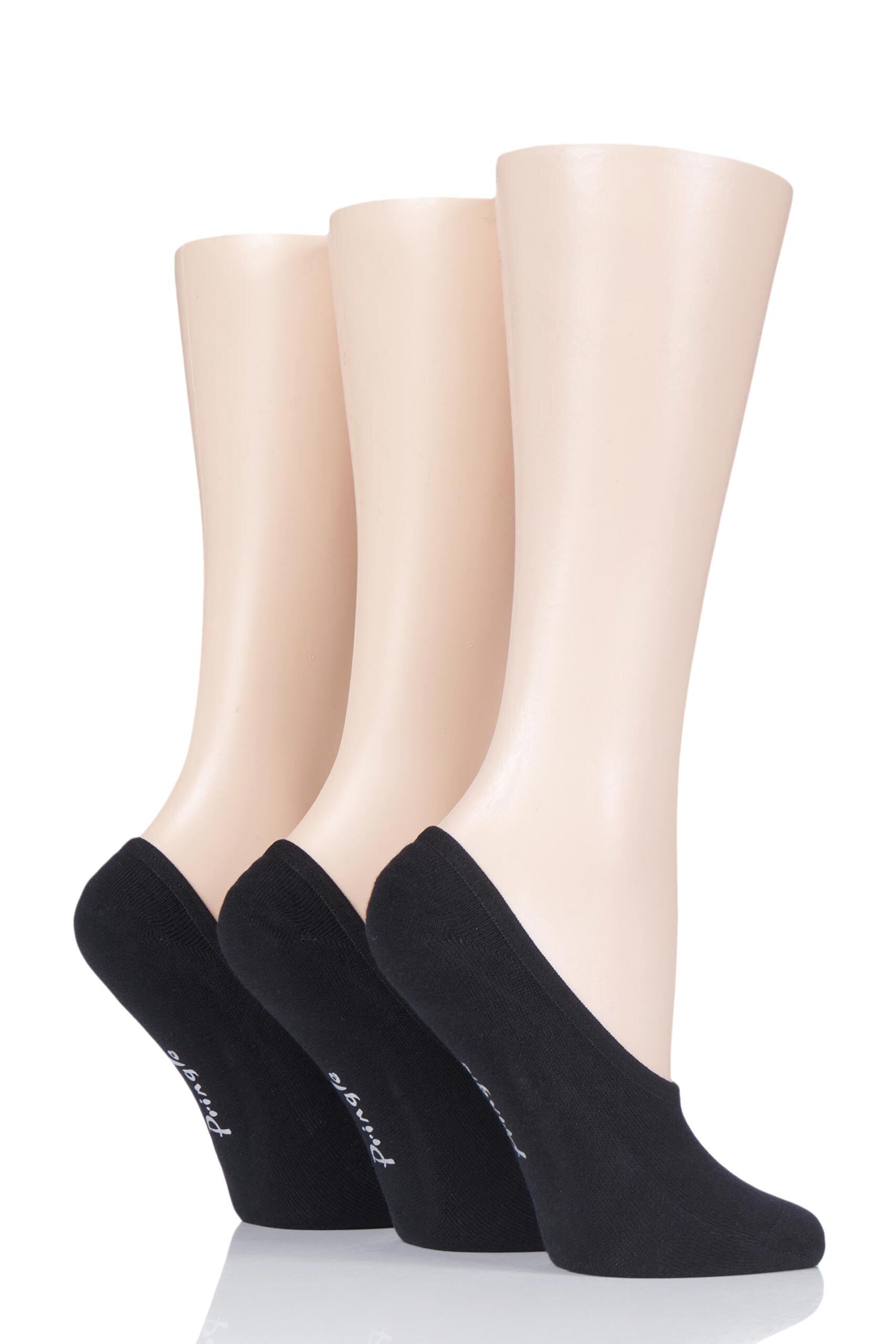 Image of 3 Pair Black Cotton Shoe Liner Socks Ladies 4-8 Ladies - Pringle