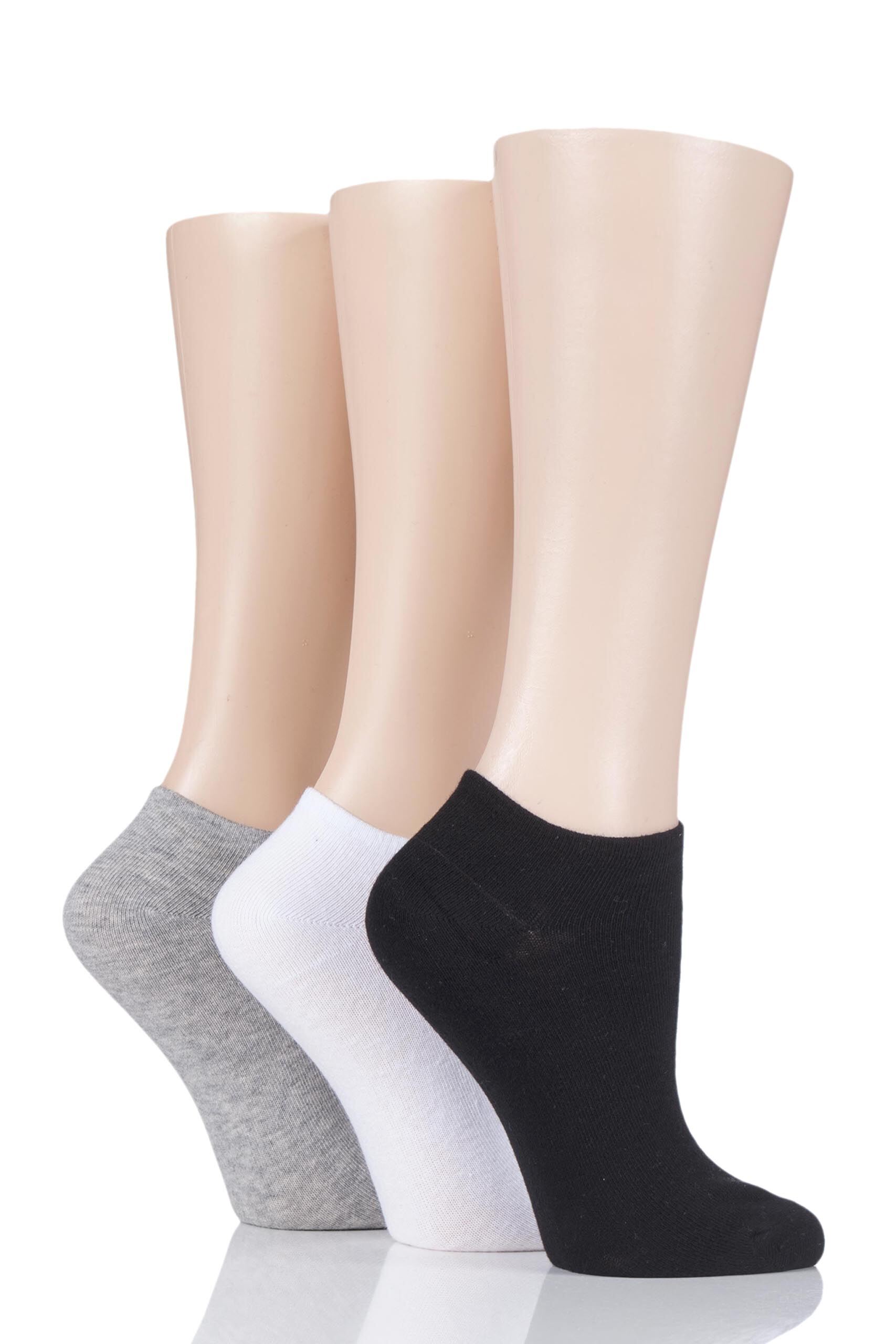 Image of 3 Pair Assorted Plain Cotton Secret Socks Ladies 4-8 Ladies - Pringle