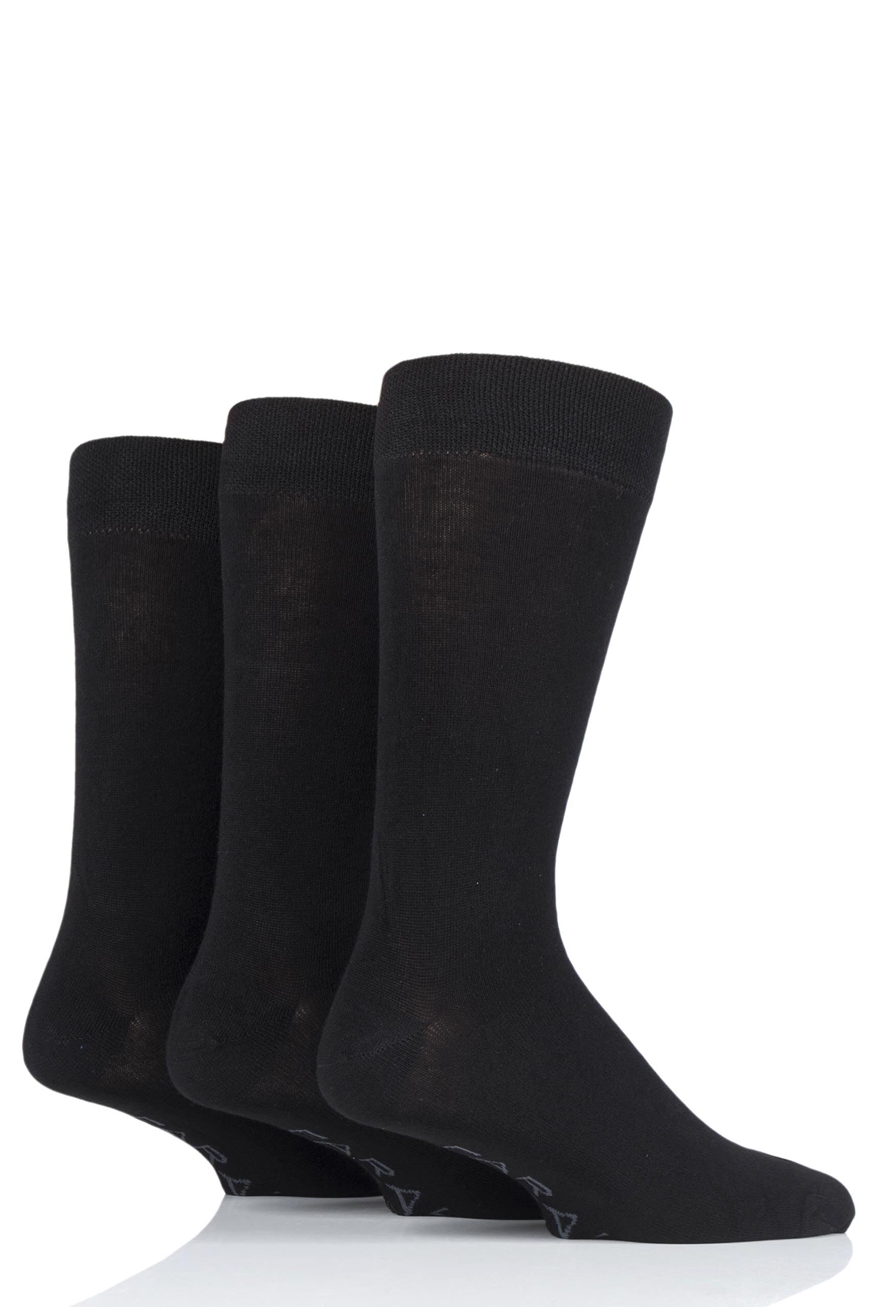 Image of 3 Pair Black / Charcoal Luxury Bamboo Plain Socks Men's 6-11 Mens - Farah