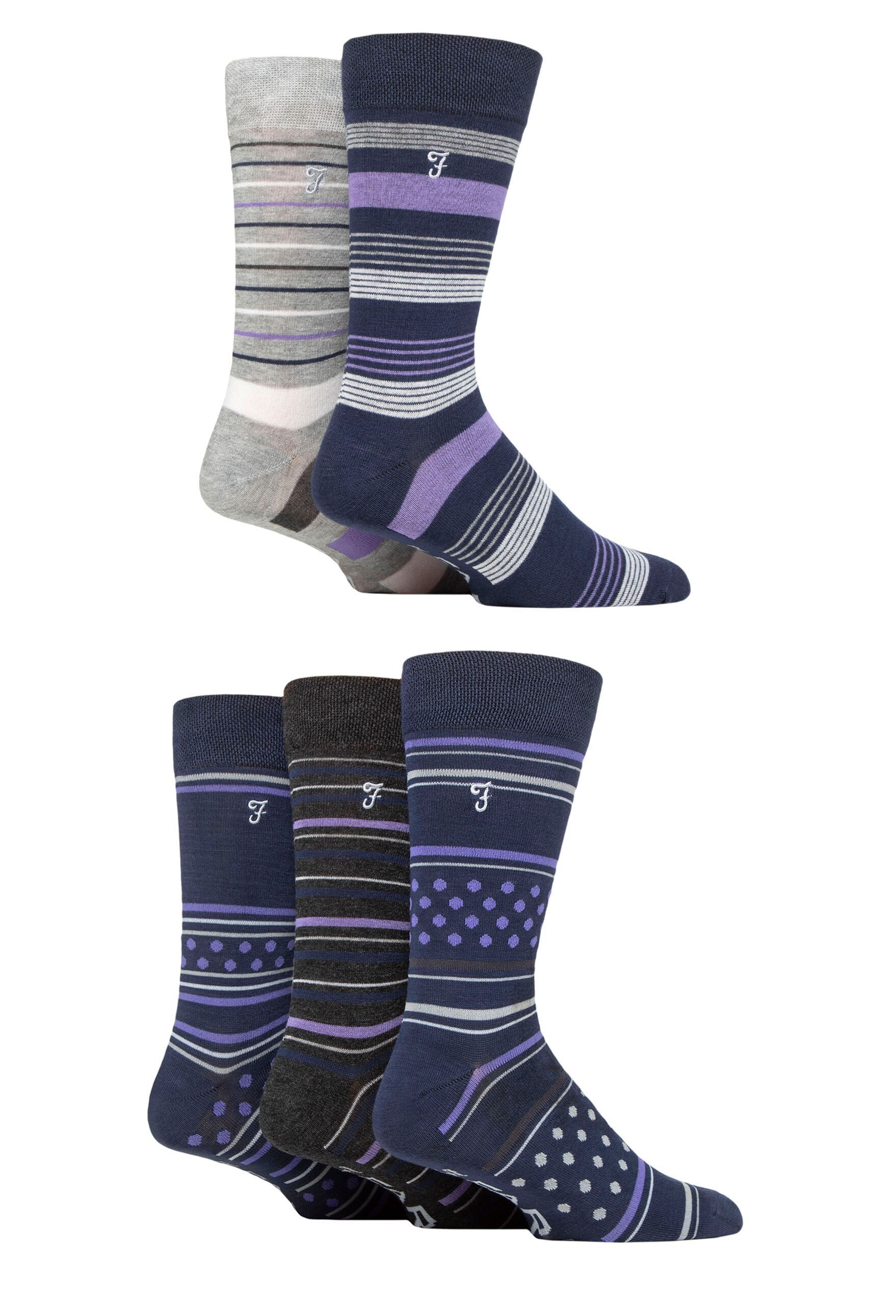 Stripe and Dots Navy / Purple