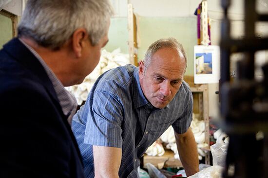 Factory owner, Neil Swift, shows us exactly how Sir Steve's new collection of socks are made in this UK factory