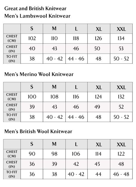 Great and British Knitwear Ladies Size Guide Great and British Knitwear Ladies Size Guide